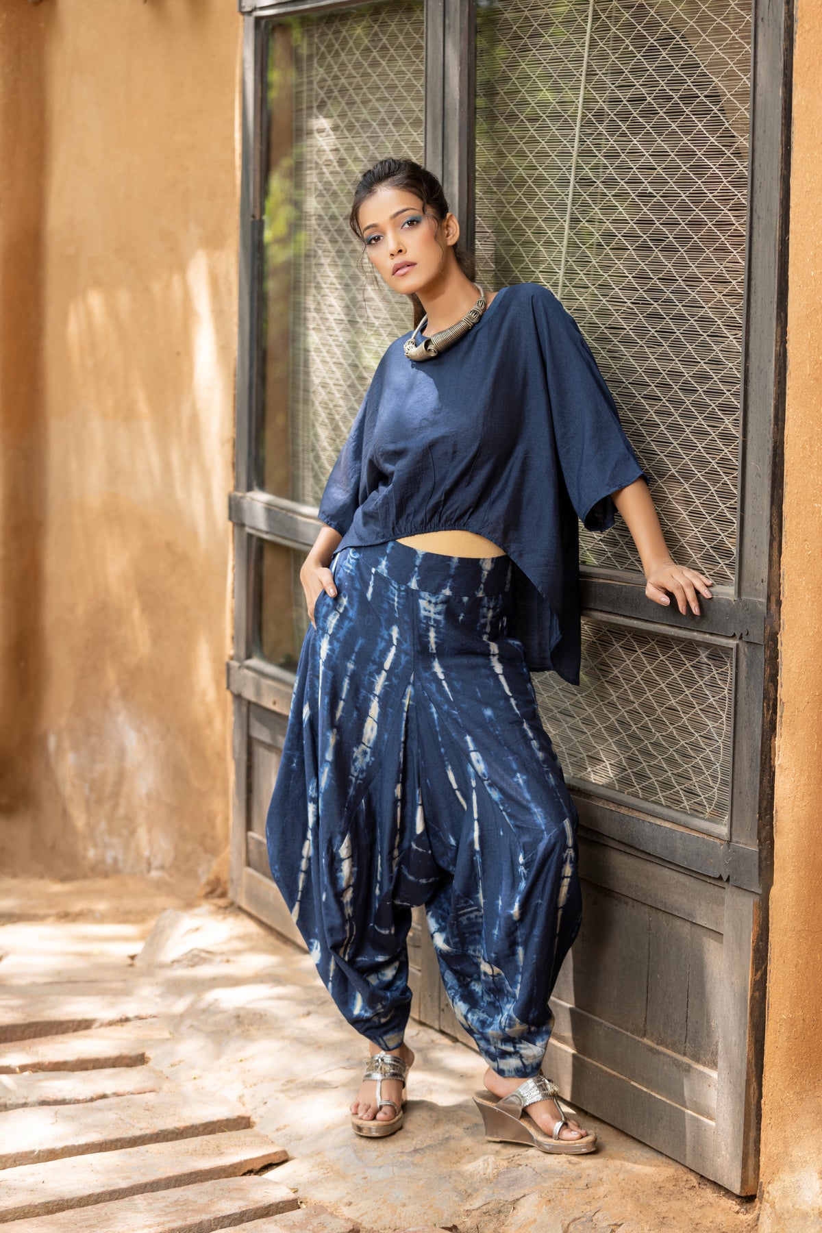 Royal Blue Zana Dhoti Set