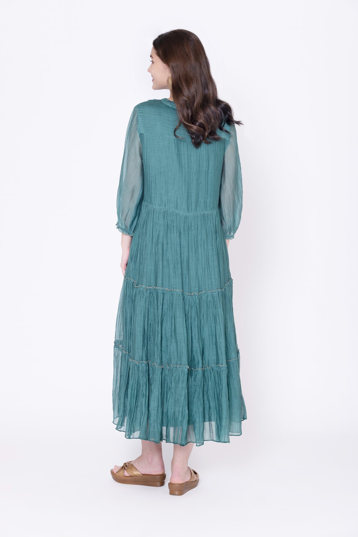 Tiered Chanderi ankle length dress