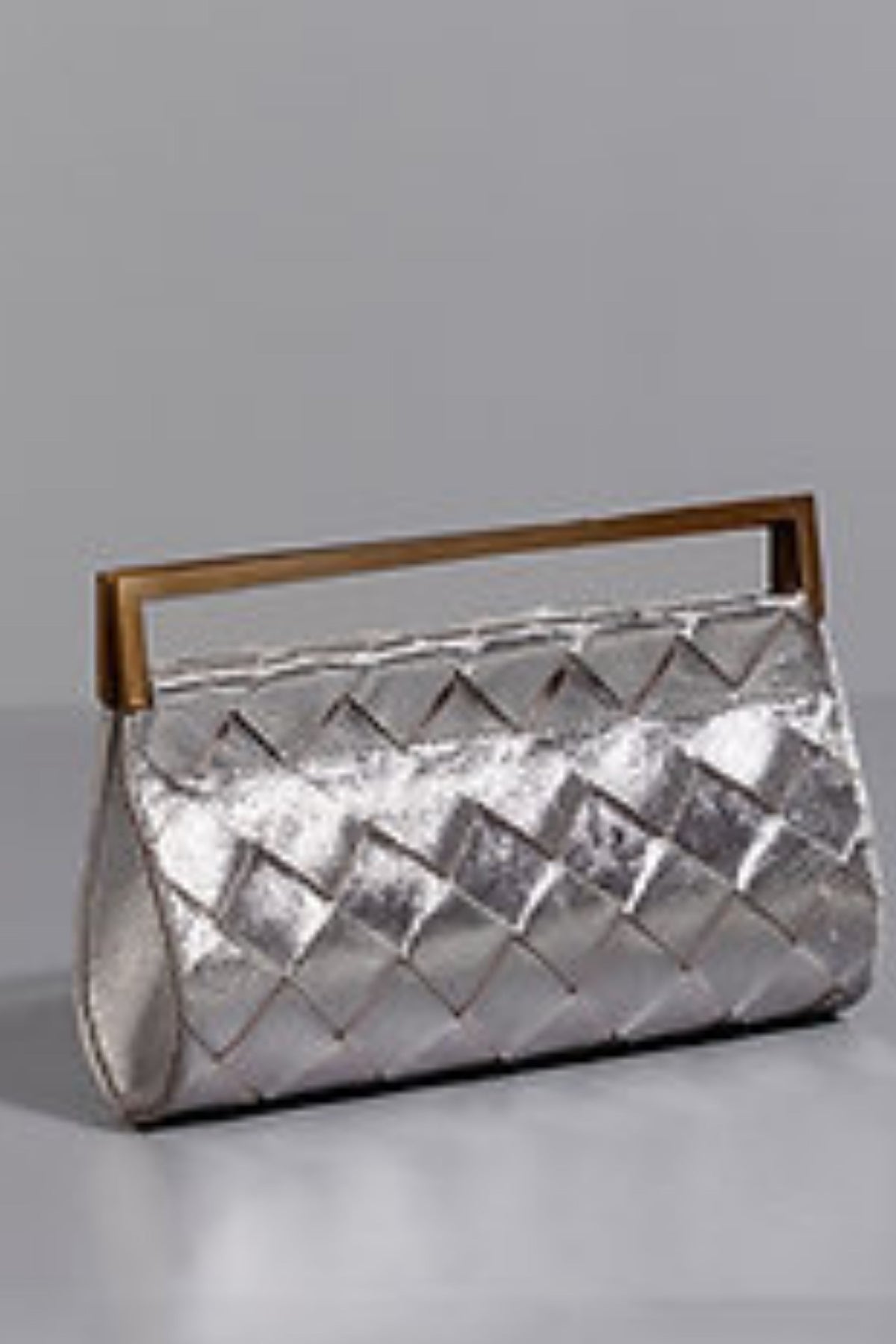 Silver Woven Foldover Clutch