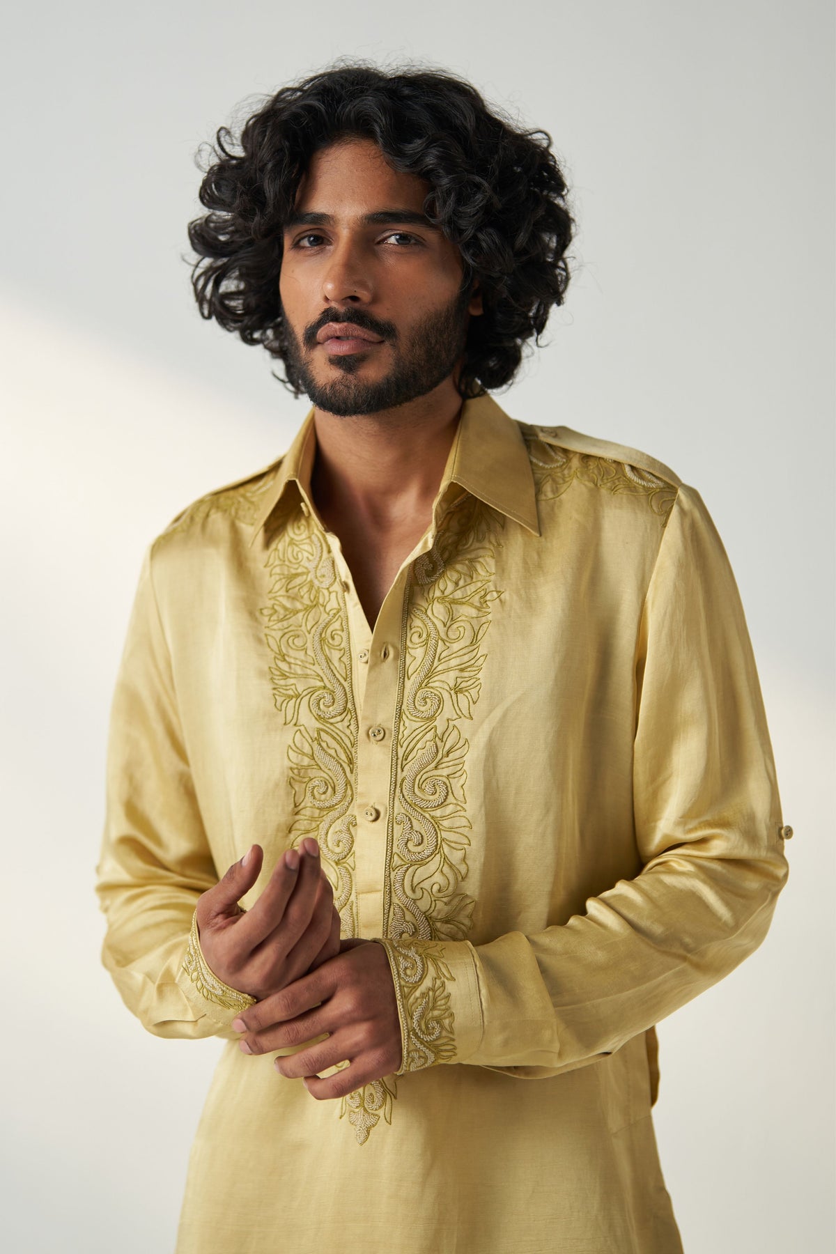 Yellow Deep Pathani Set