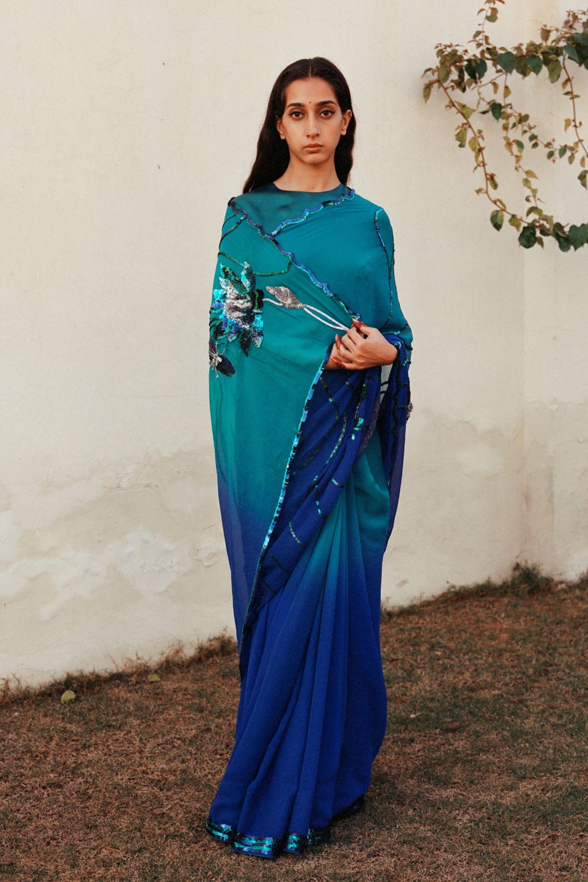 Blue Manipura Lotus Series Saree