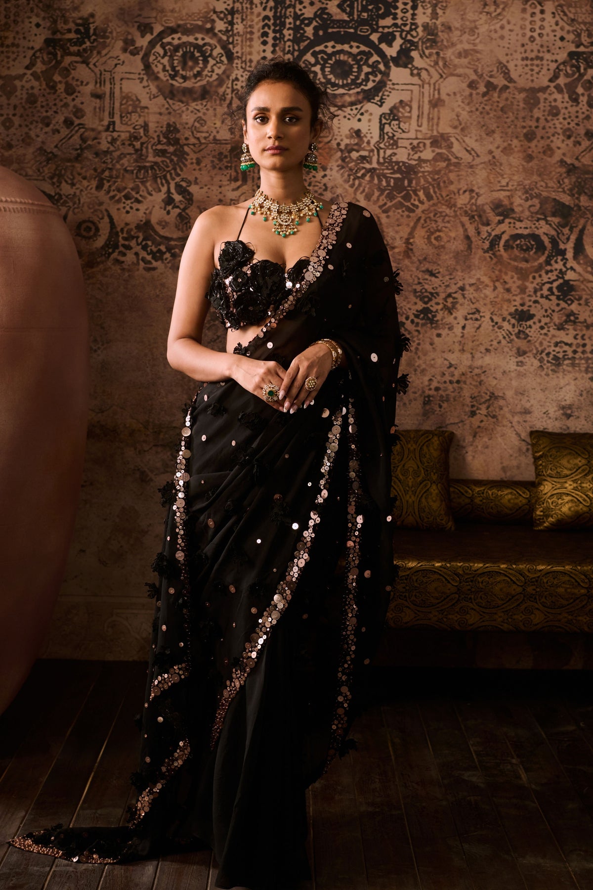 Black Embroidered Saree