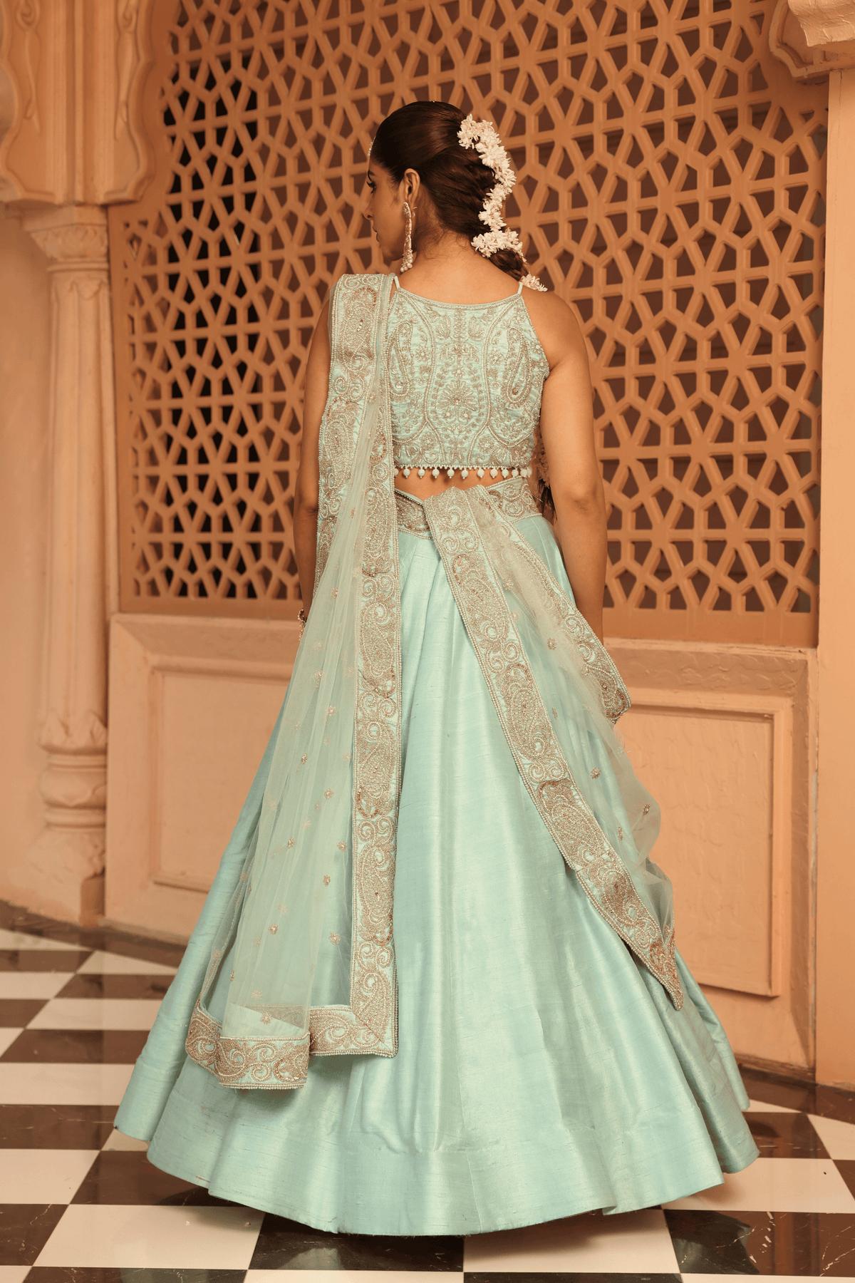 Afsa Misty Green Lehenga Set