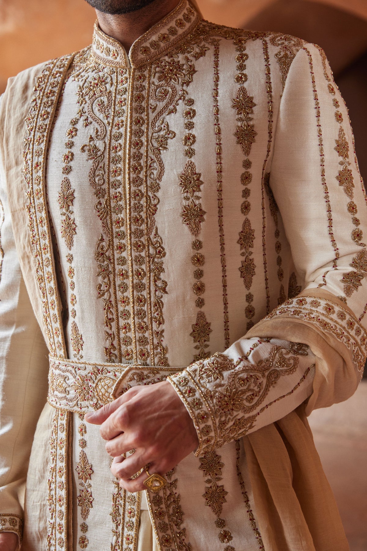 Ivory Zardosi Sherwani Set