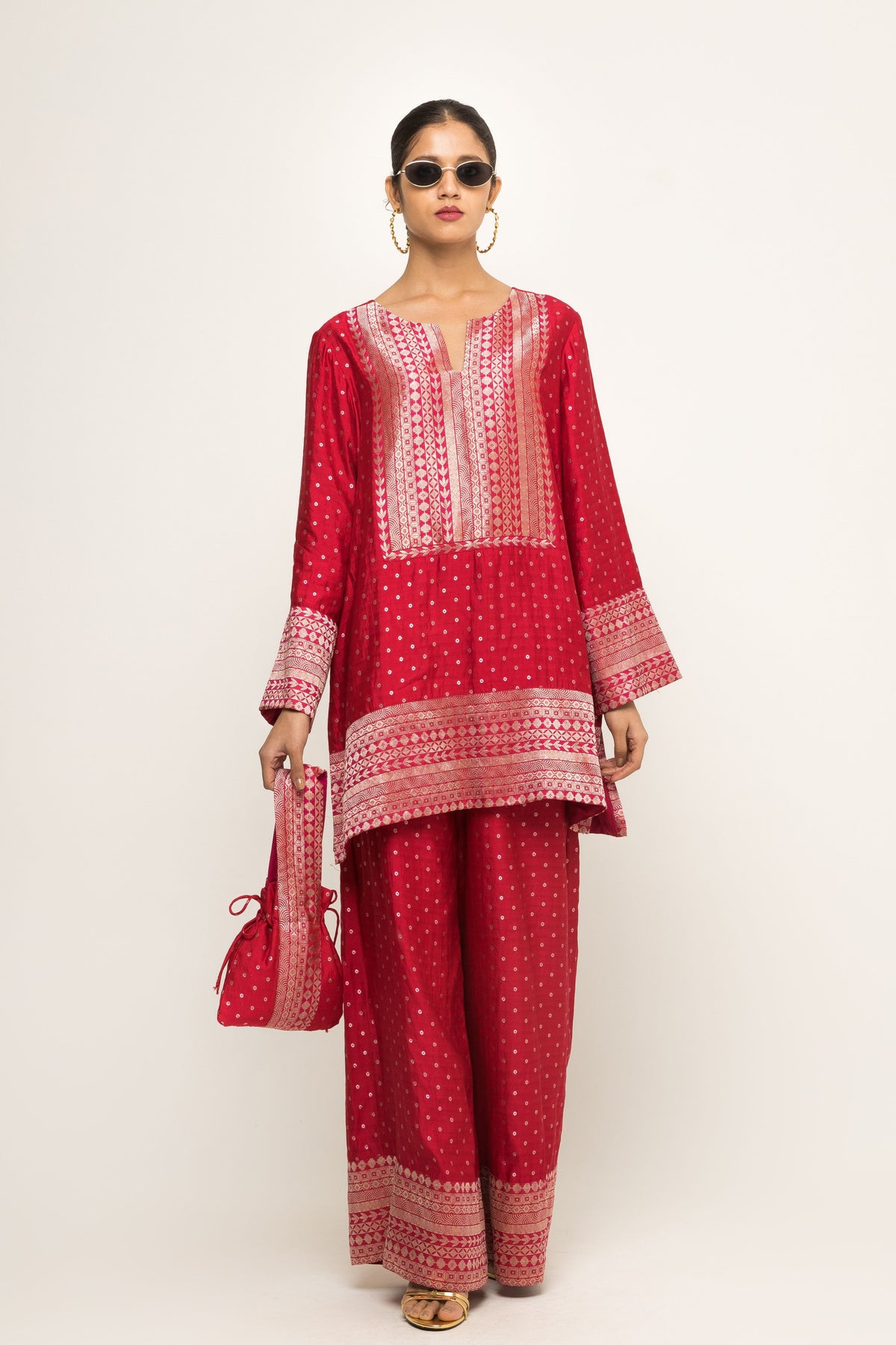 Sitara Dotted Red Tunic Set