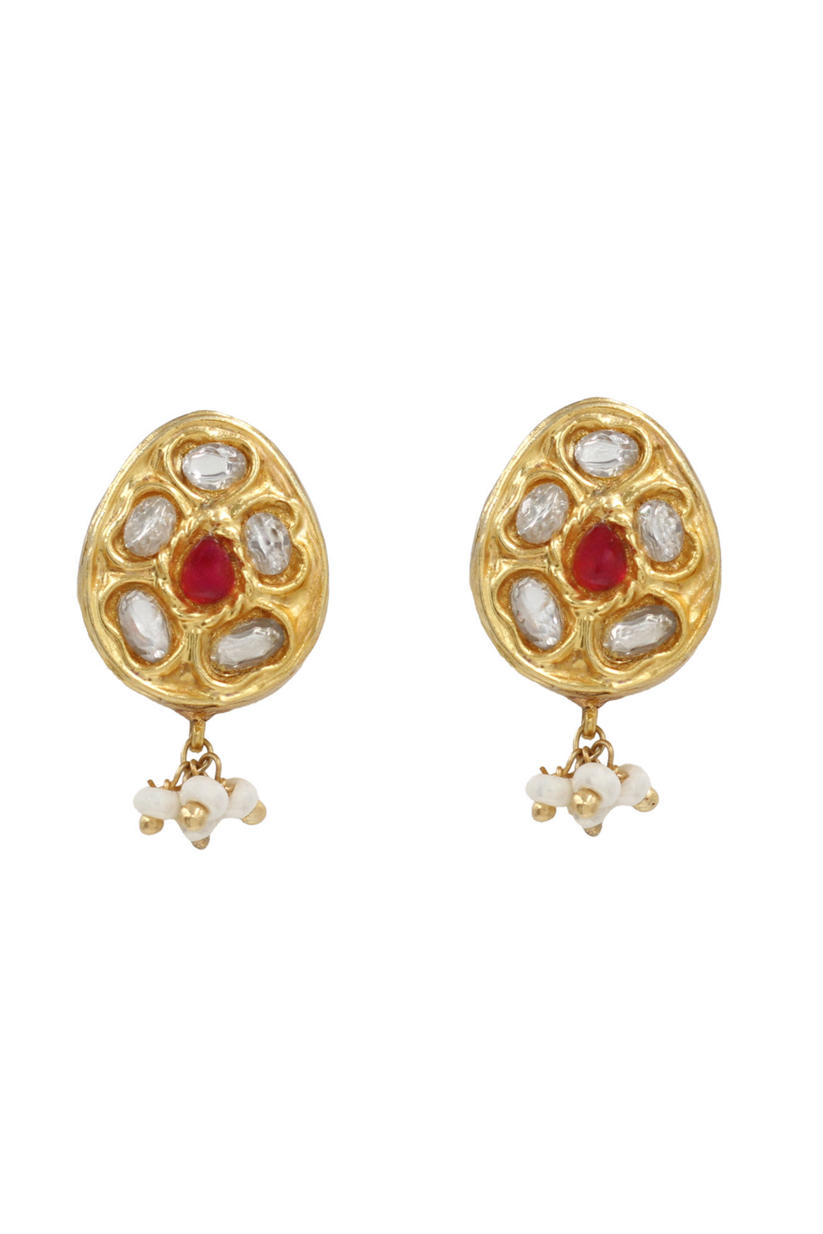 Shimmering Gold Kundan Studded Earrings.