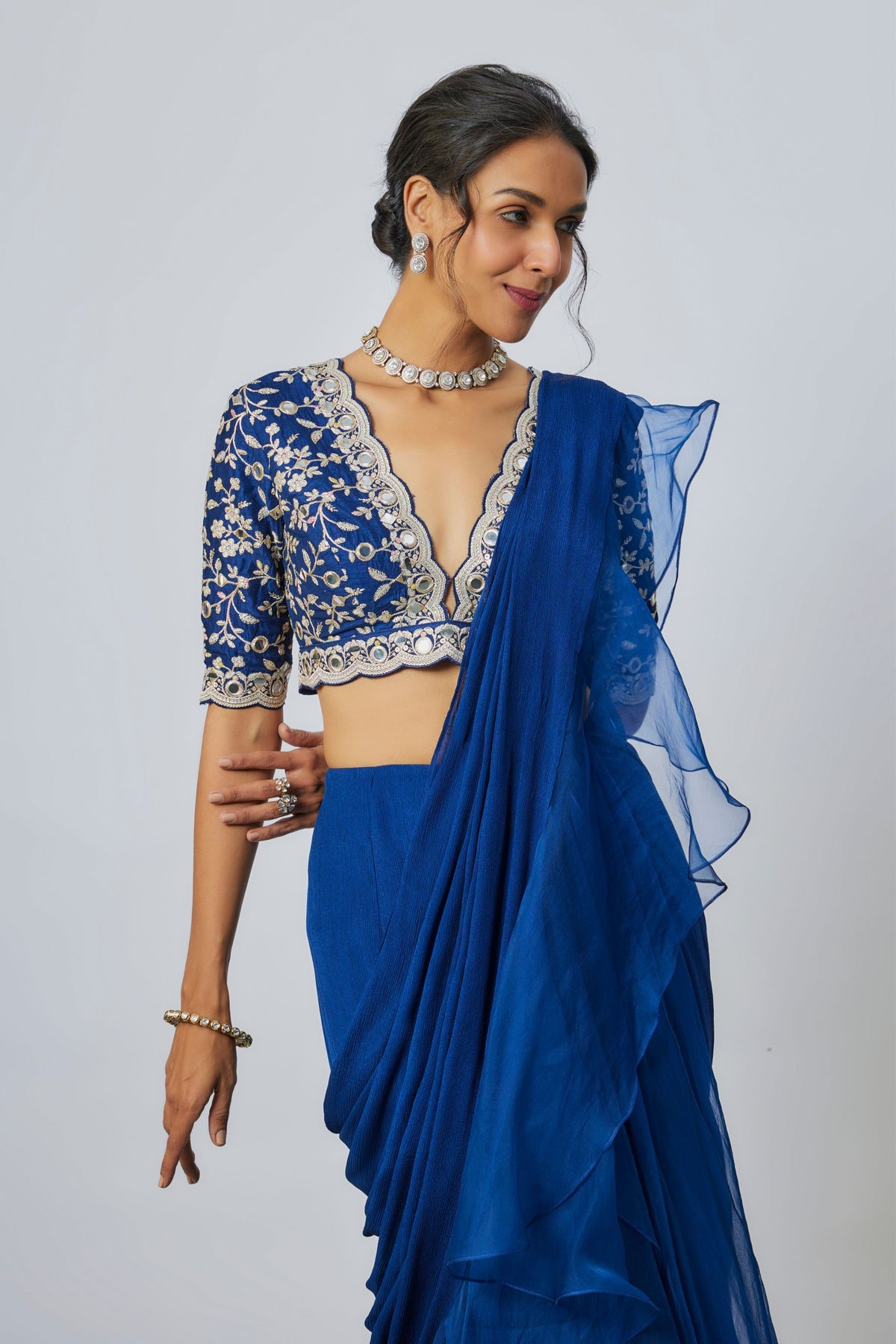 Blue Ganika Saree Set