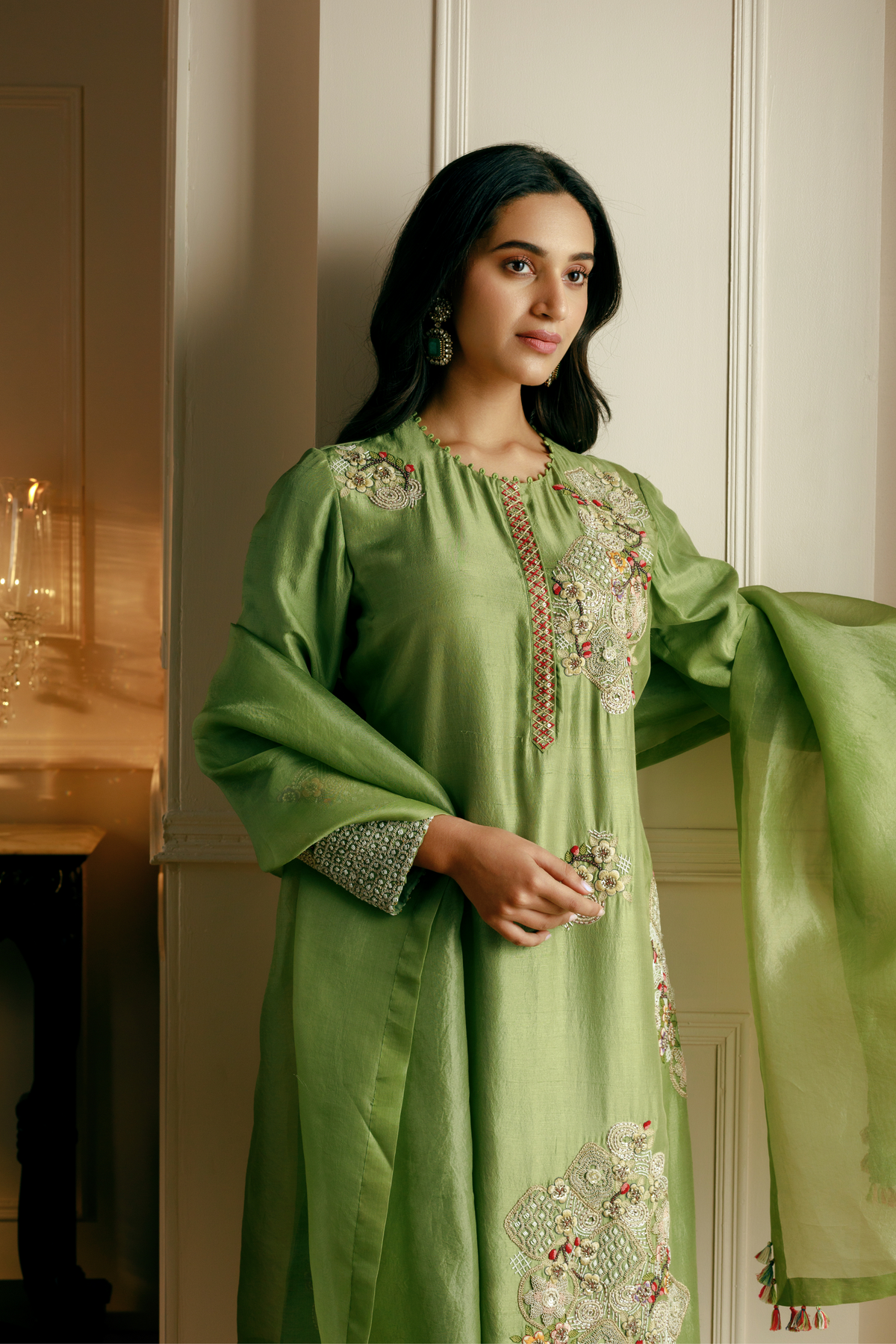 Green Straight Kurta Set