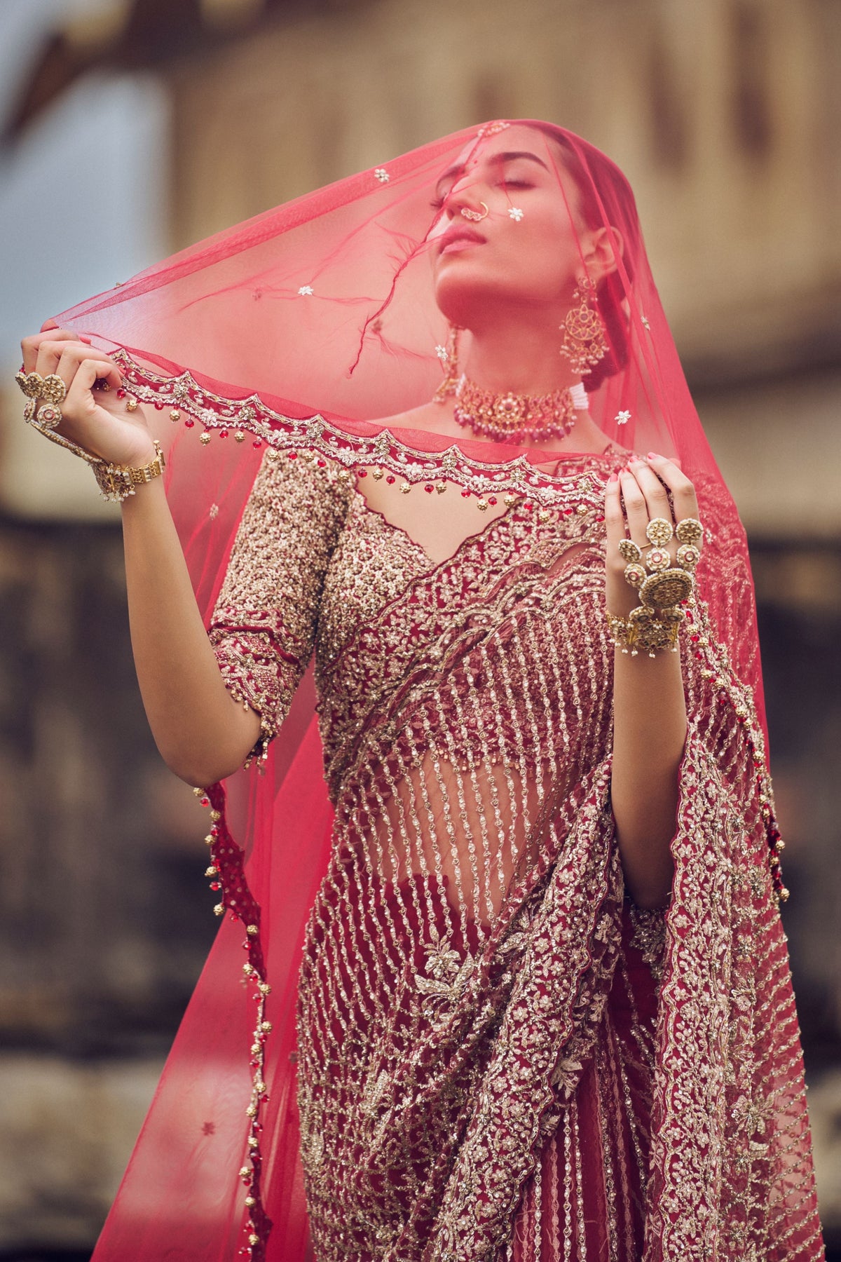 Maroon Saree Blouse Set