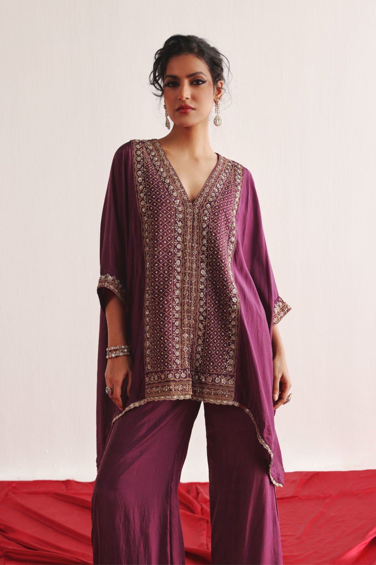 Marodi Work Purple Kaftan Set