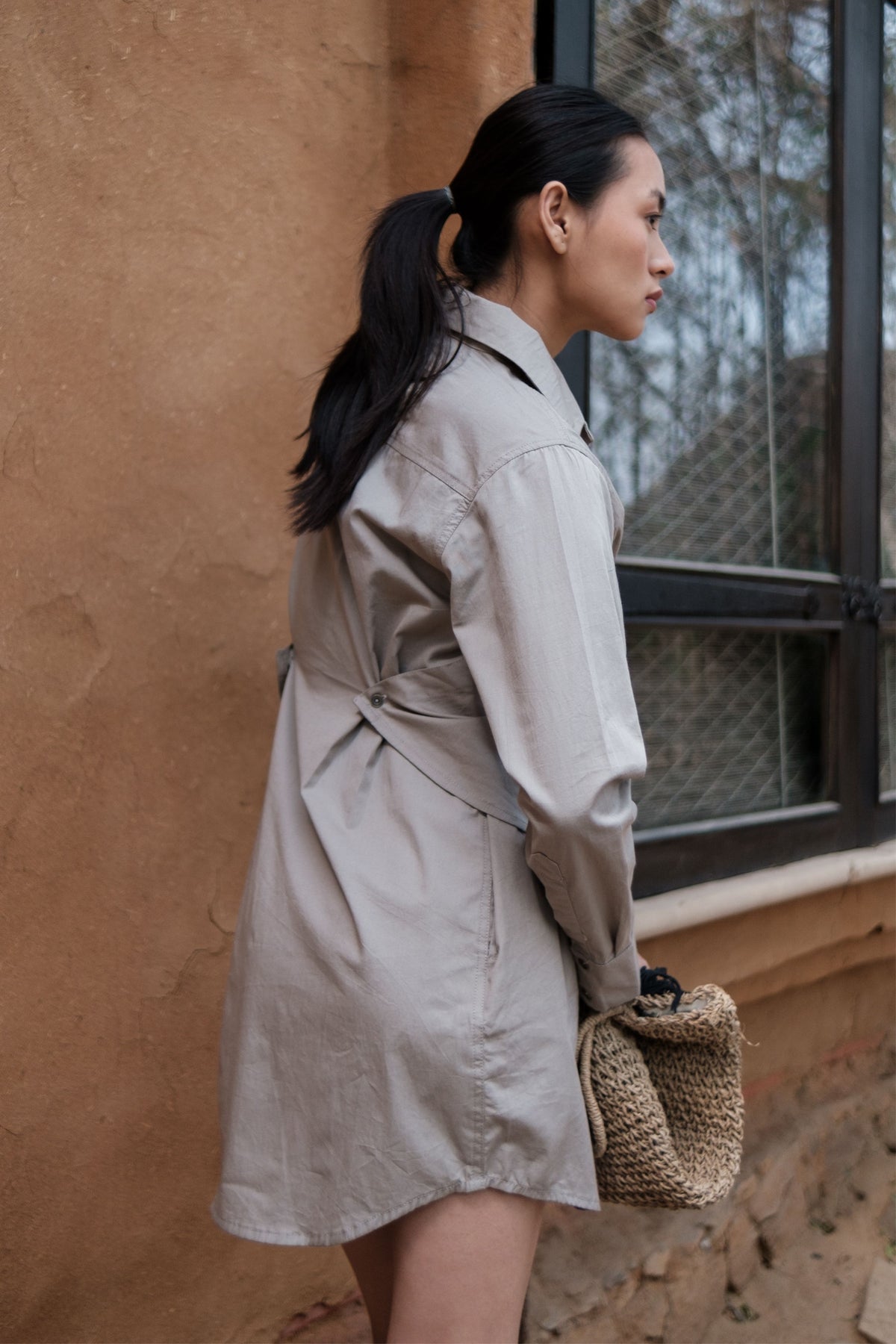 Grey Seattle Wrap Shirt Dress