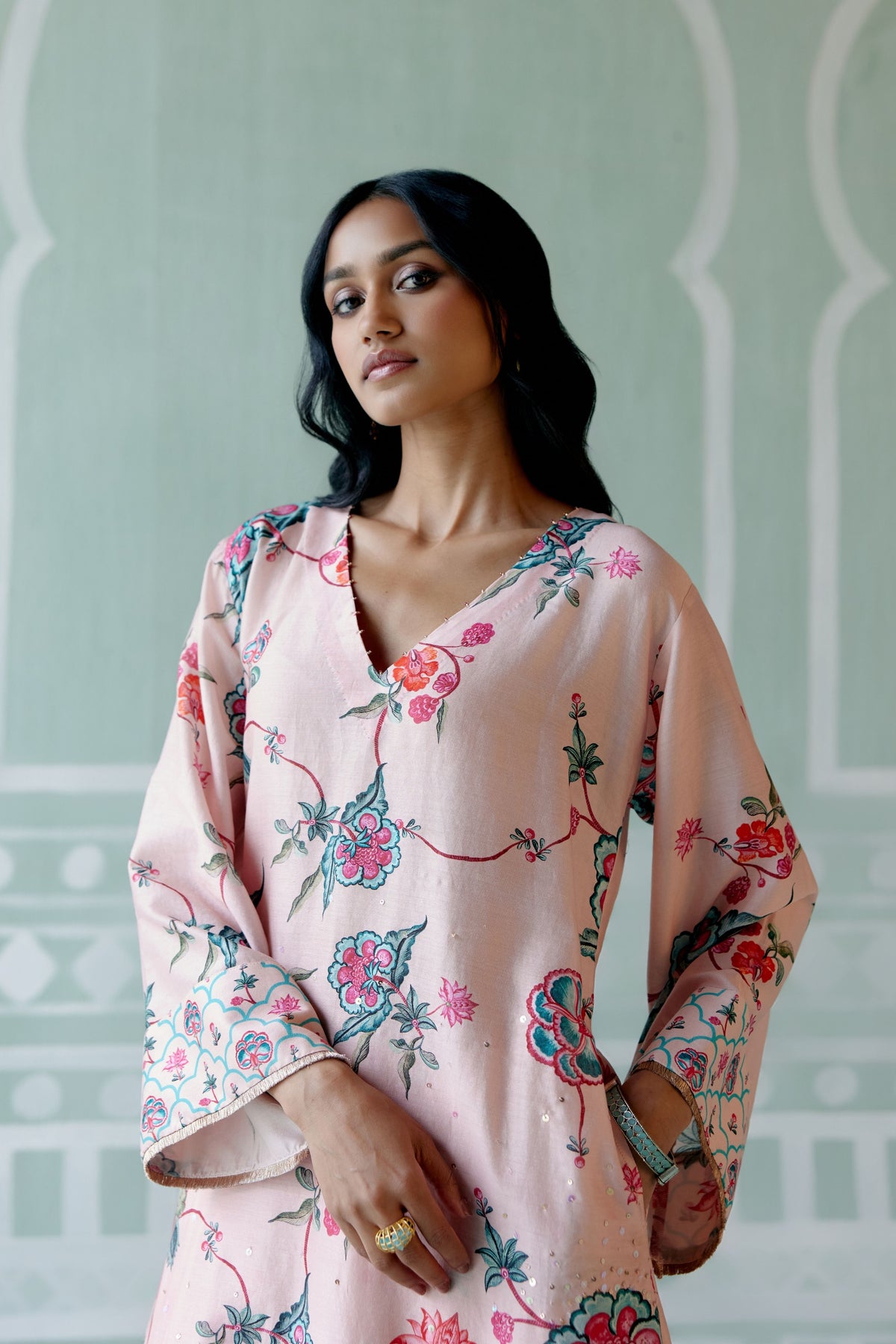 Dusty Pink Floral Kurta Set