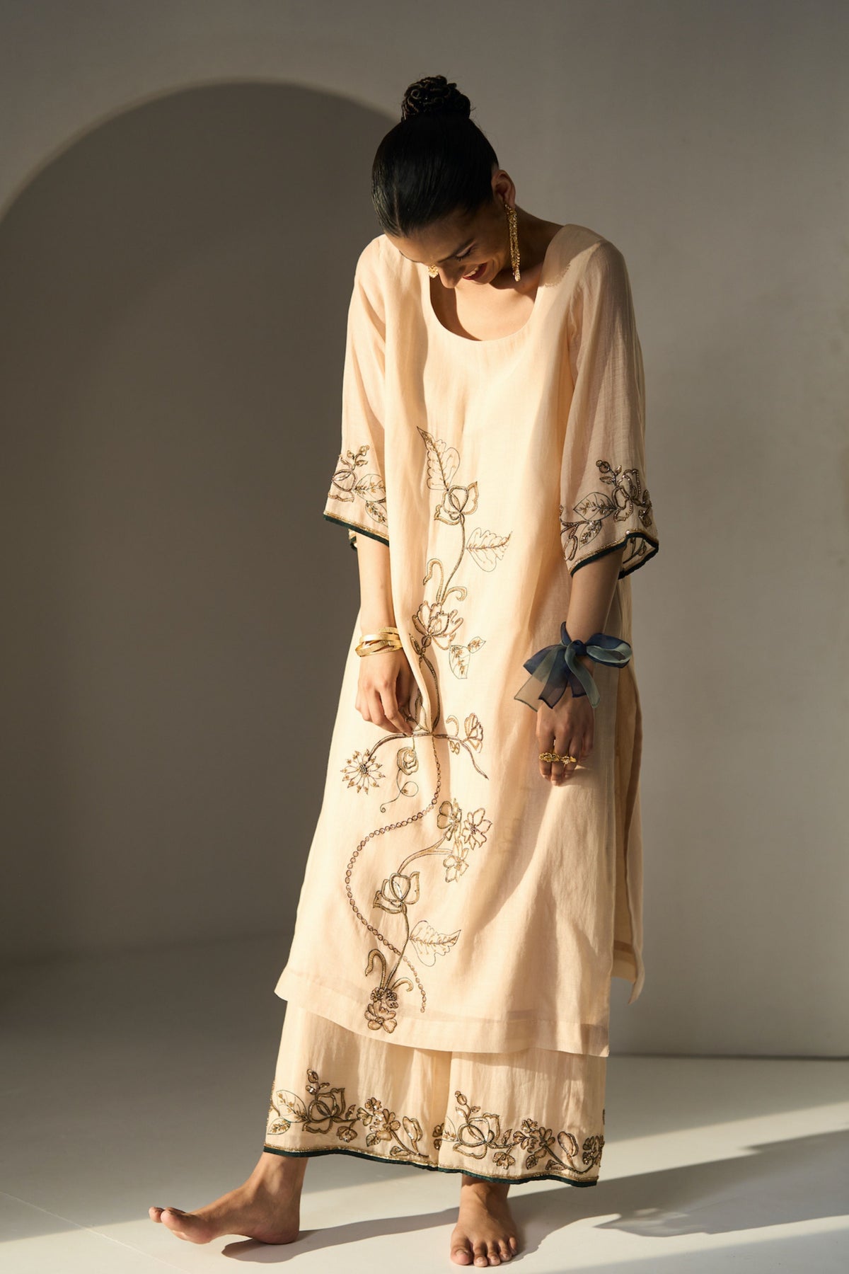 Cream Basant Kurta