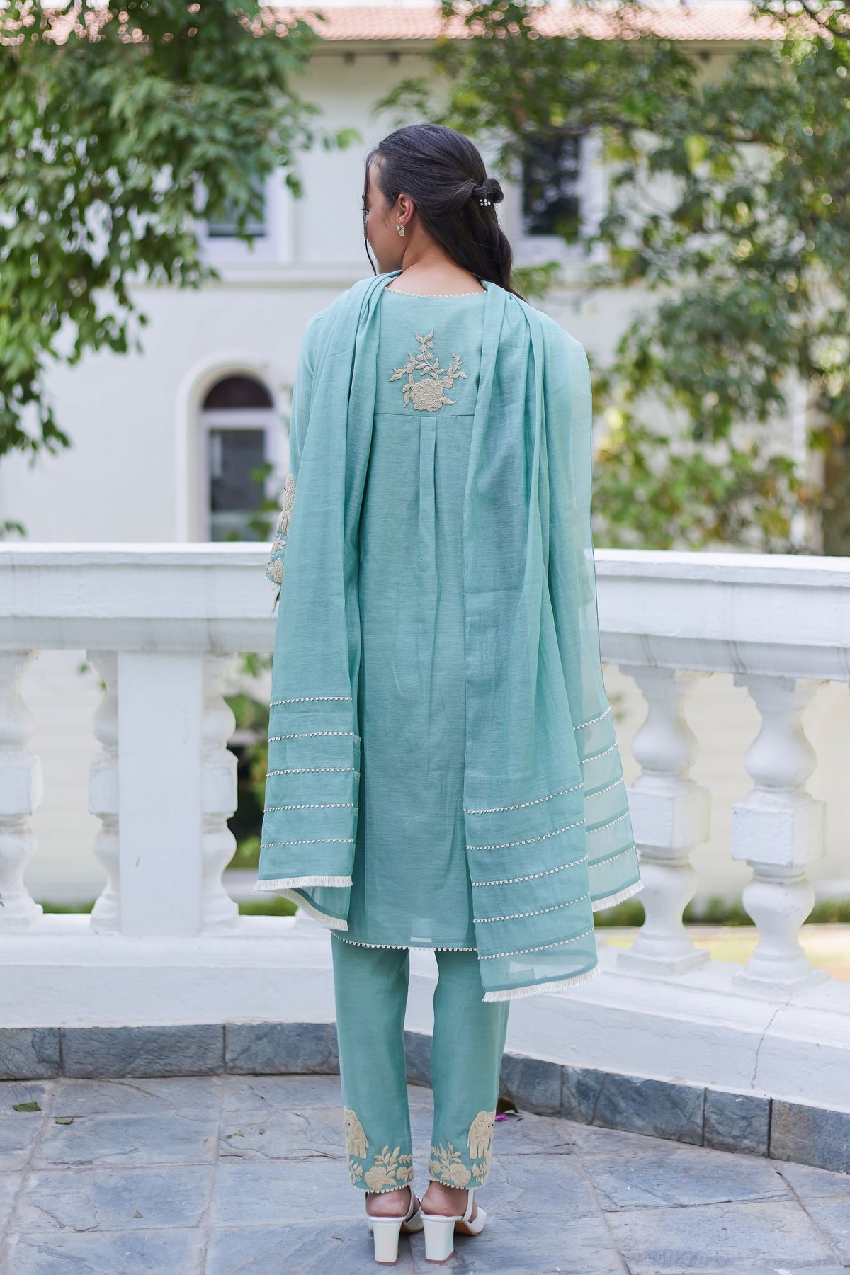 Green Elephant Kurta Set