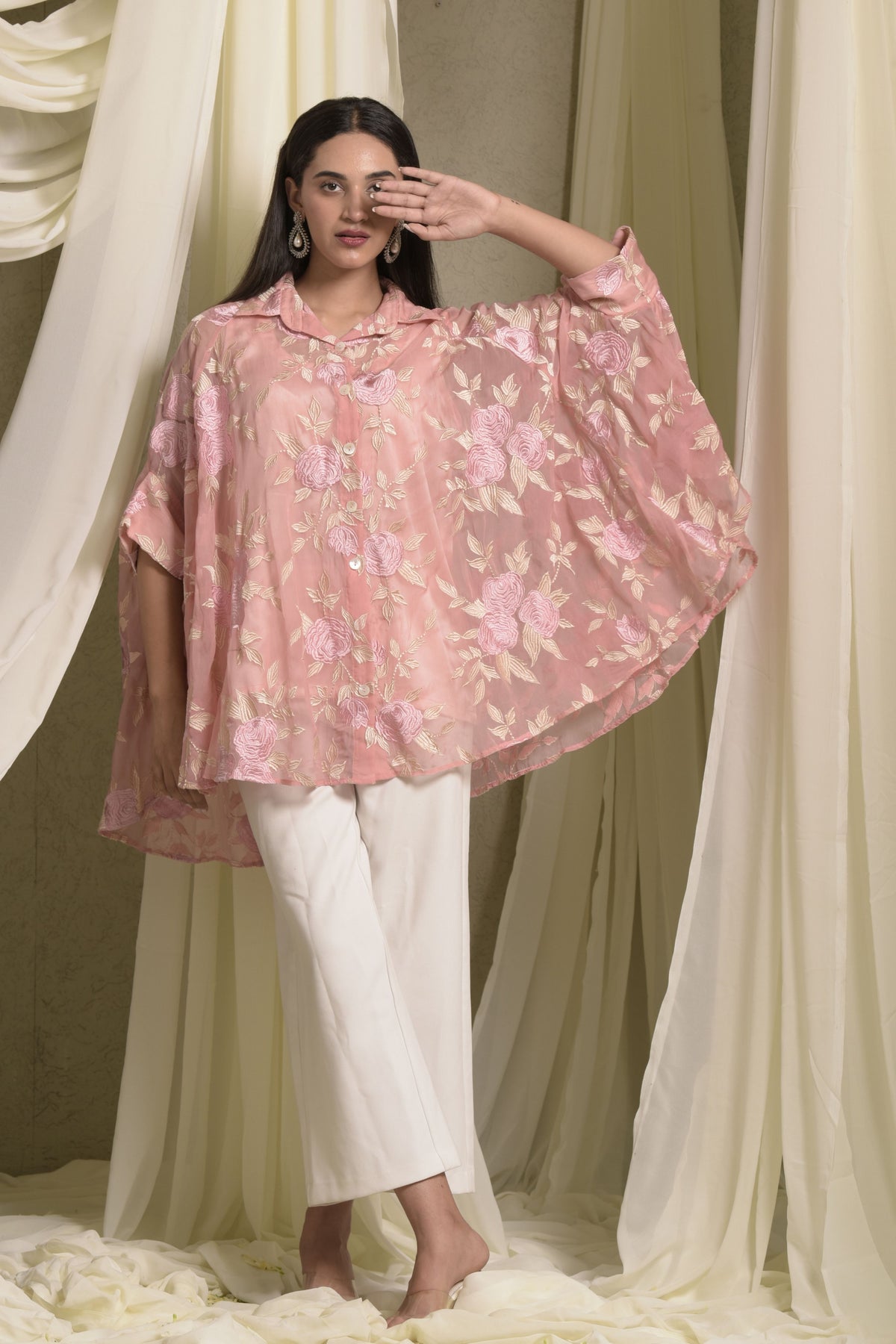 Elahe Embroidered Rose Shirt