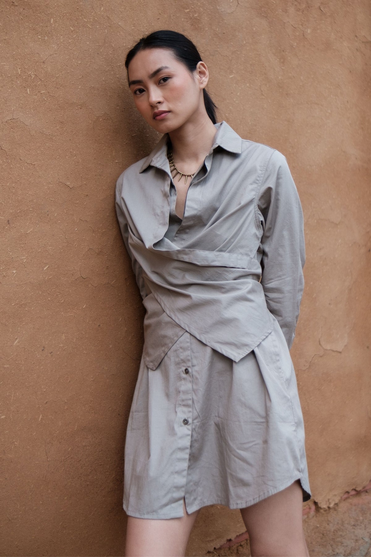 Grey Seattle Wrap Shirt Dress