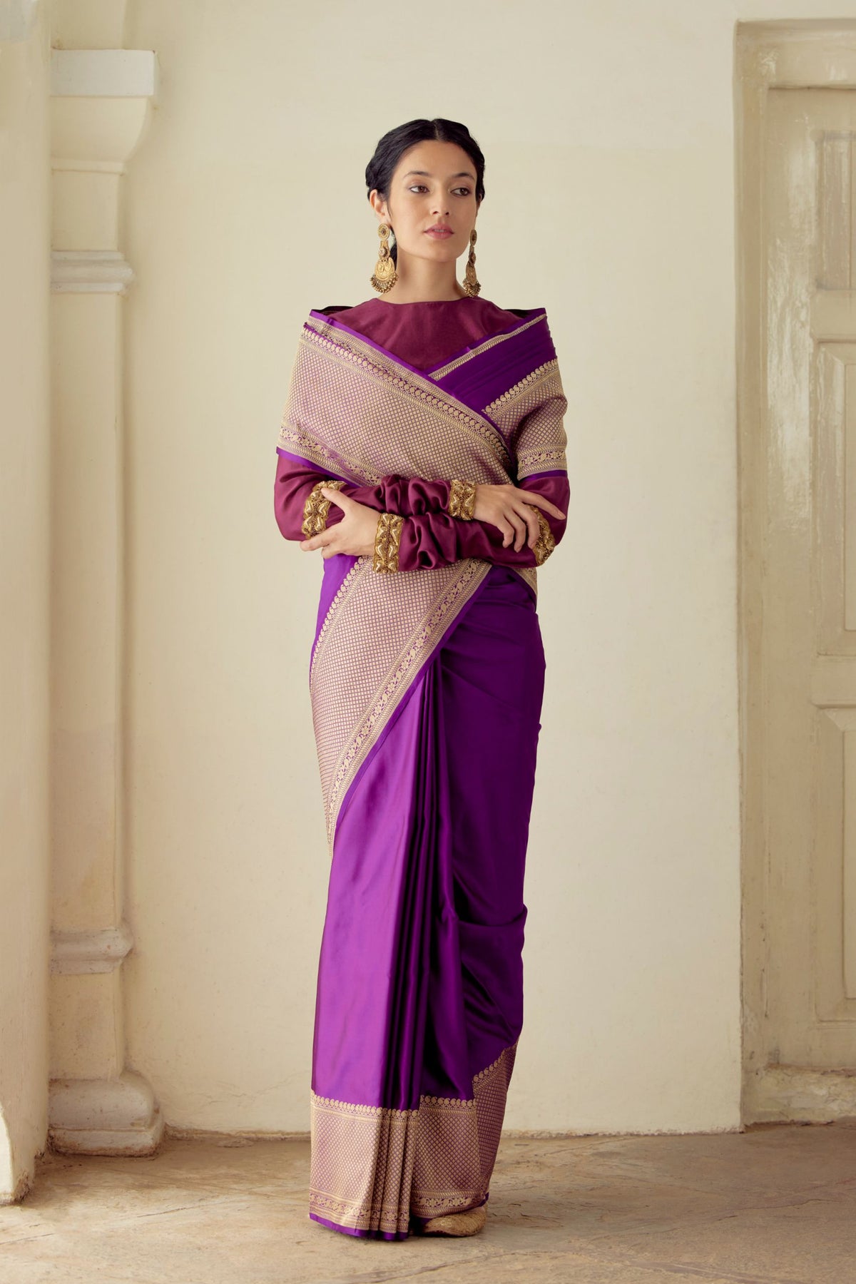 Sayja Satin Silk Burgandy Saree