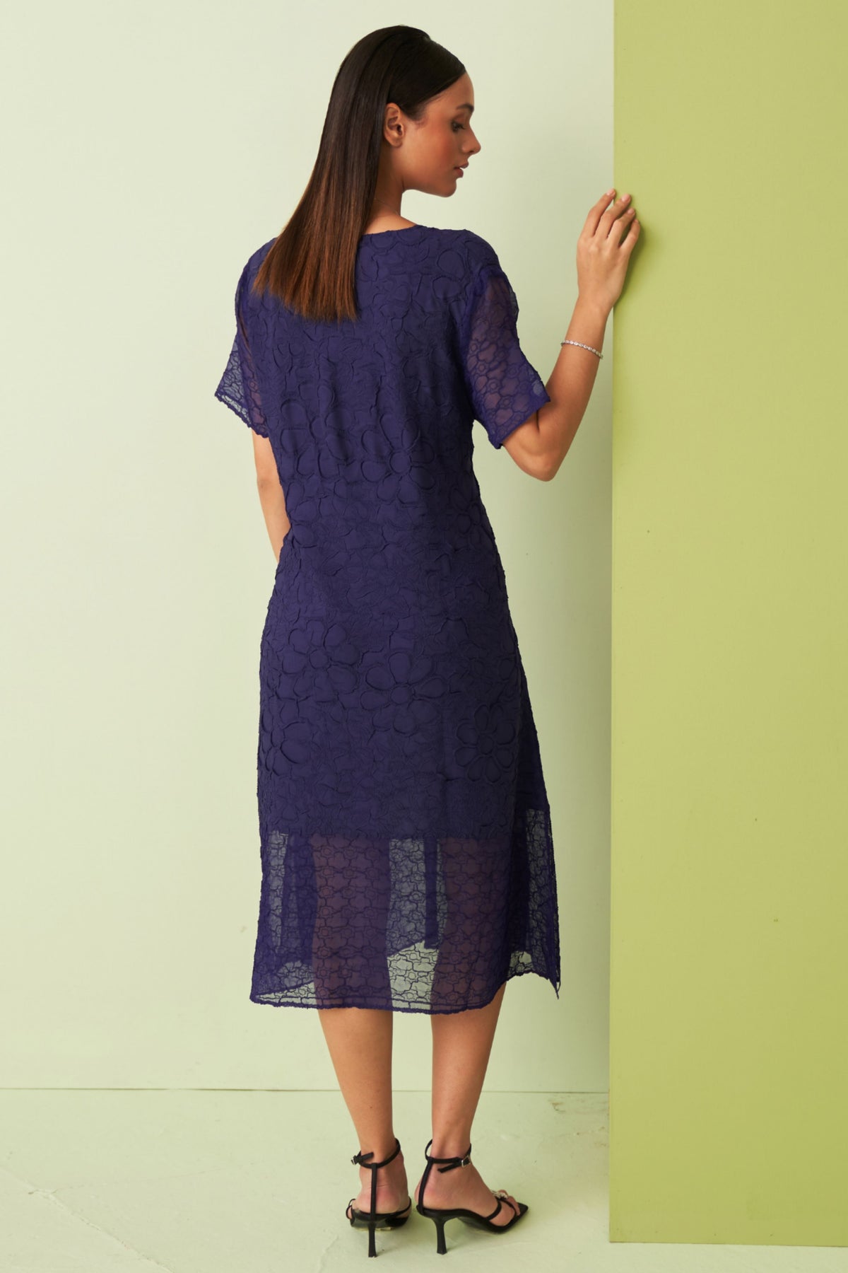 Purple Textured Lace Dress