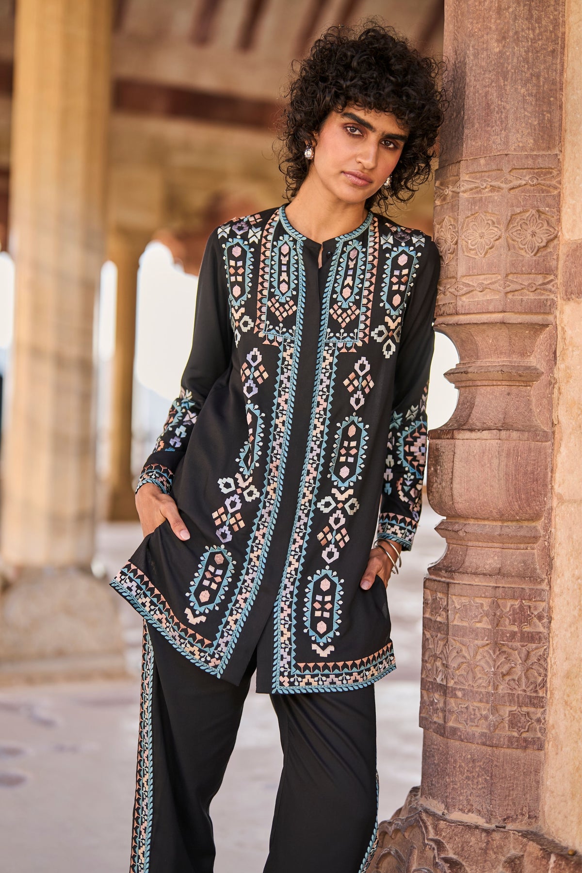 Black Embroidered Co-ord Set