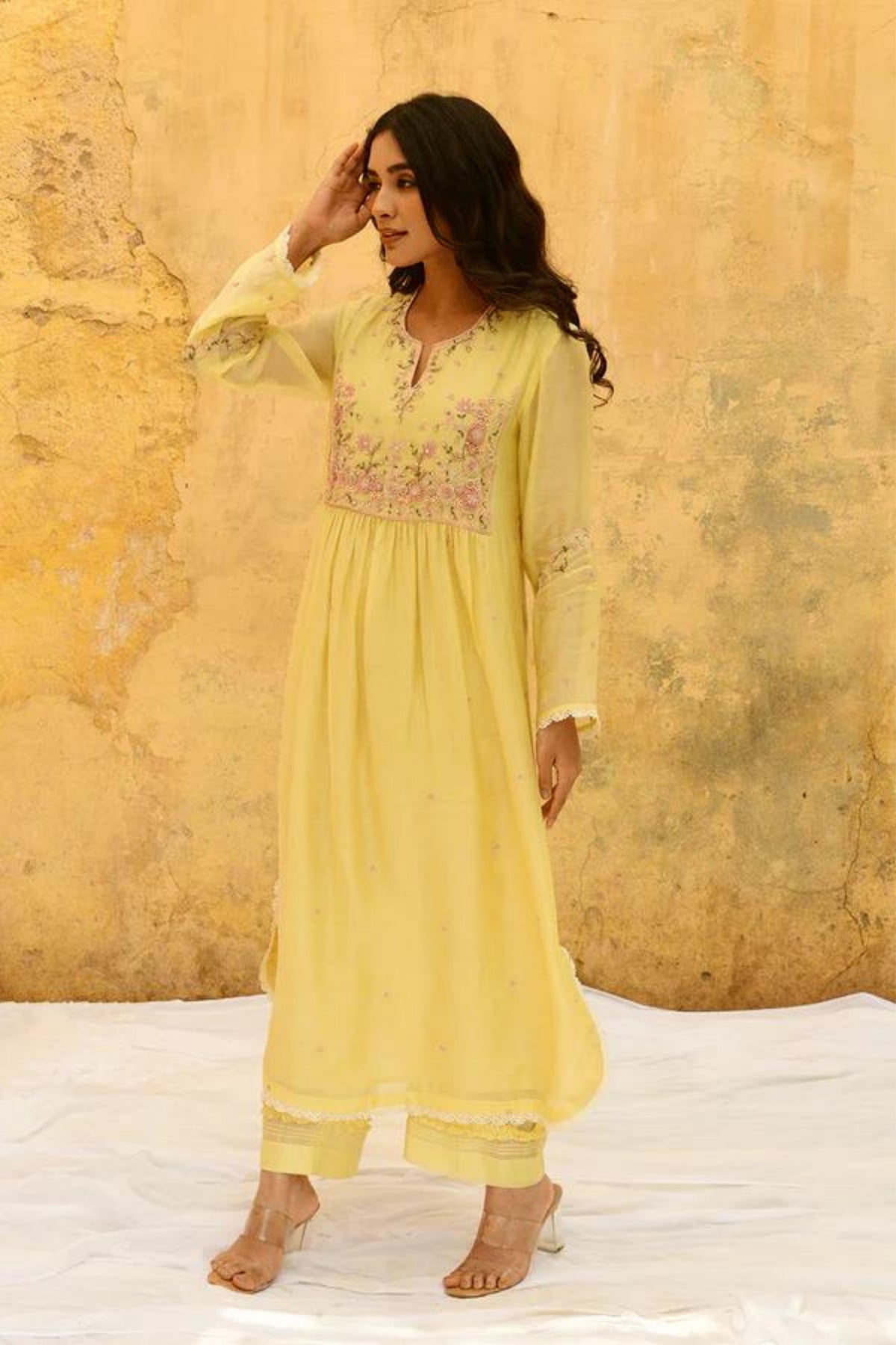 Lemon Yellow Mystic Knot Kurta Set