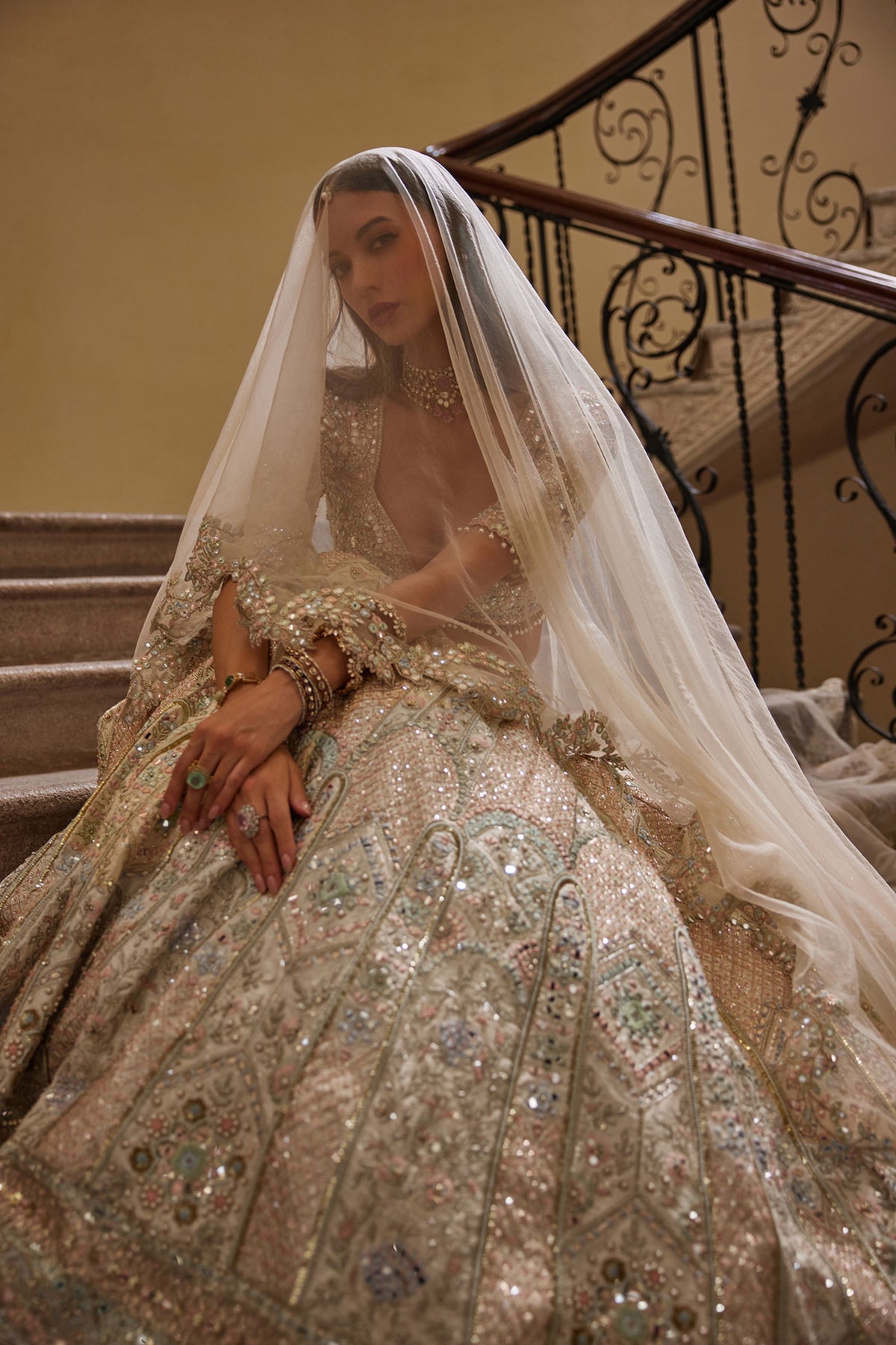 Ivory Lehenga With Multi Coloured Embroidery