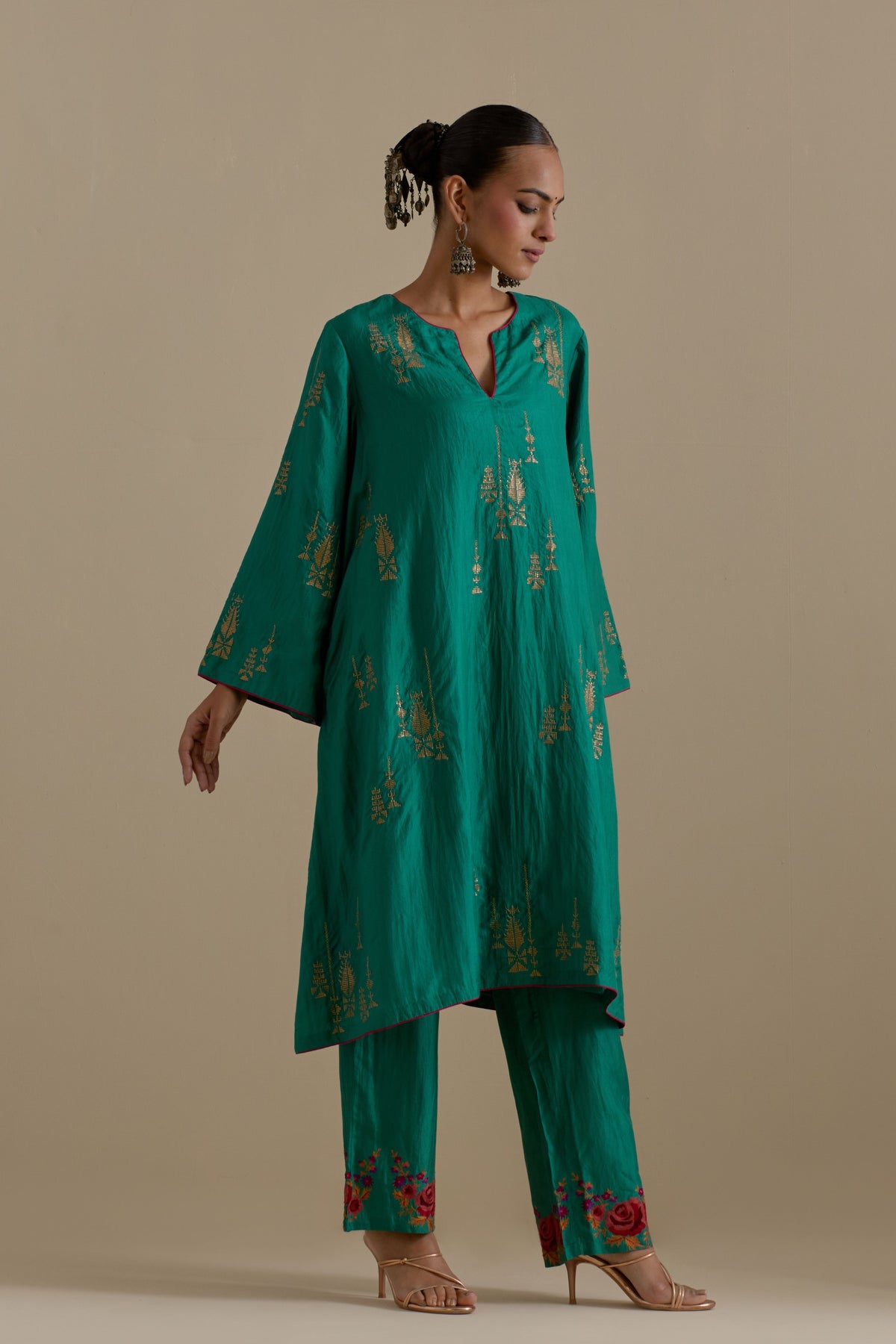 Persian Green Short Kurta Set