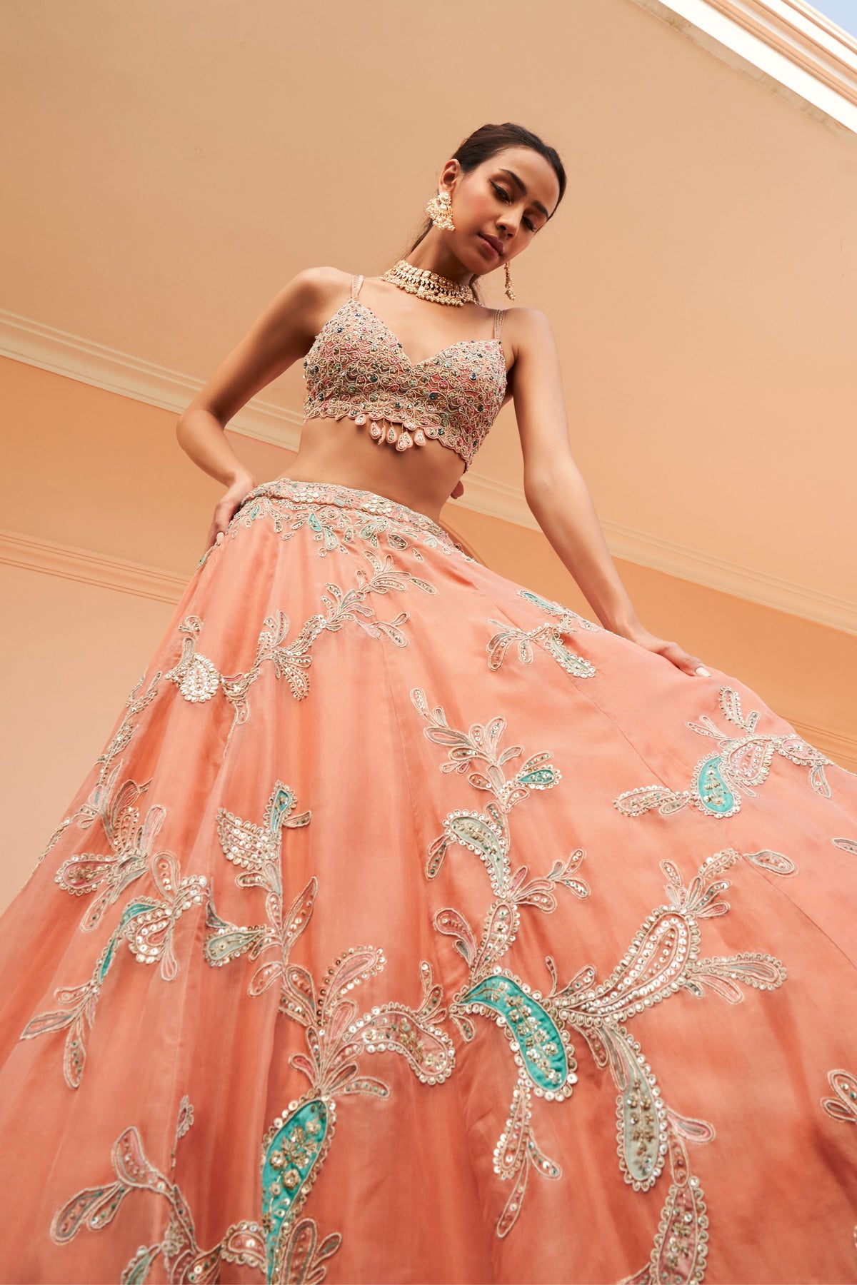 Coral Lehenga