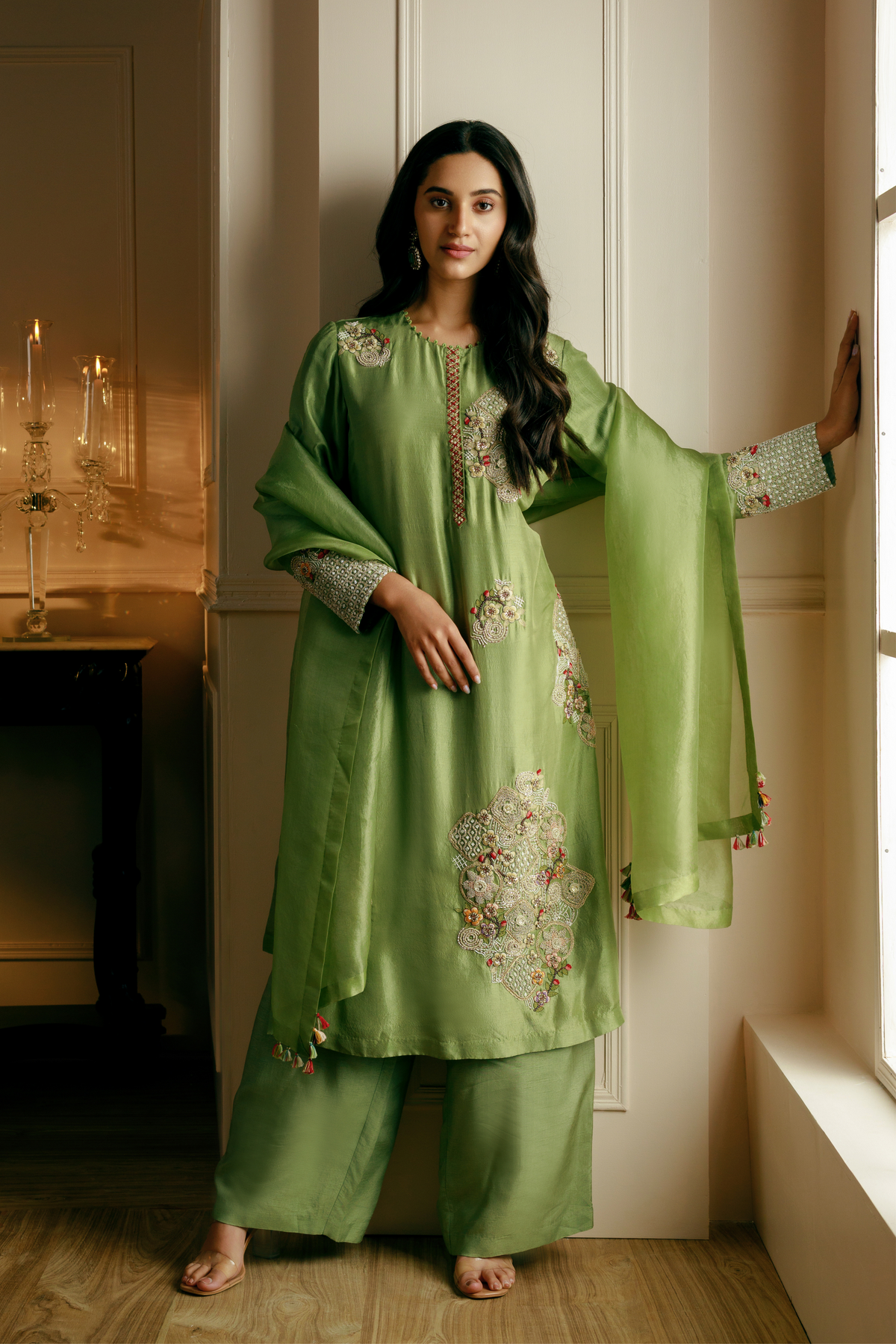 Green Straight Kurta Set