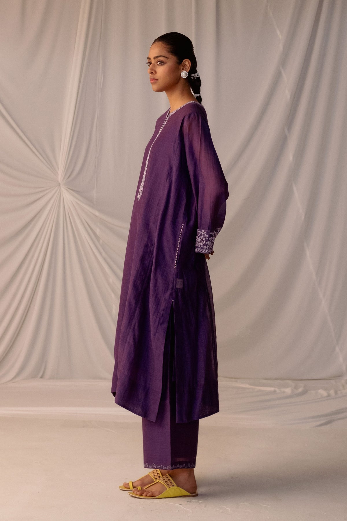 Grape Embroidered Tunic &amp; Trouser Set