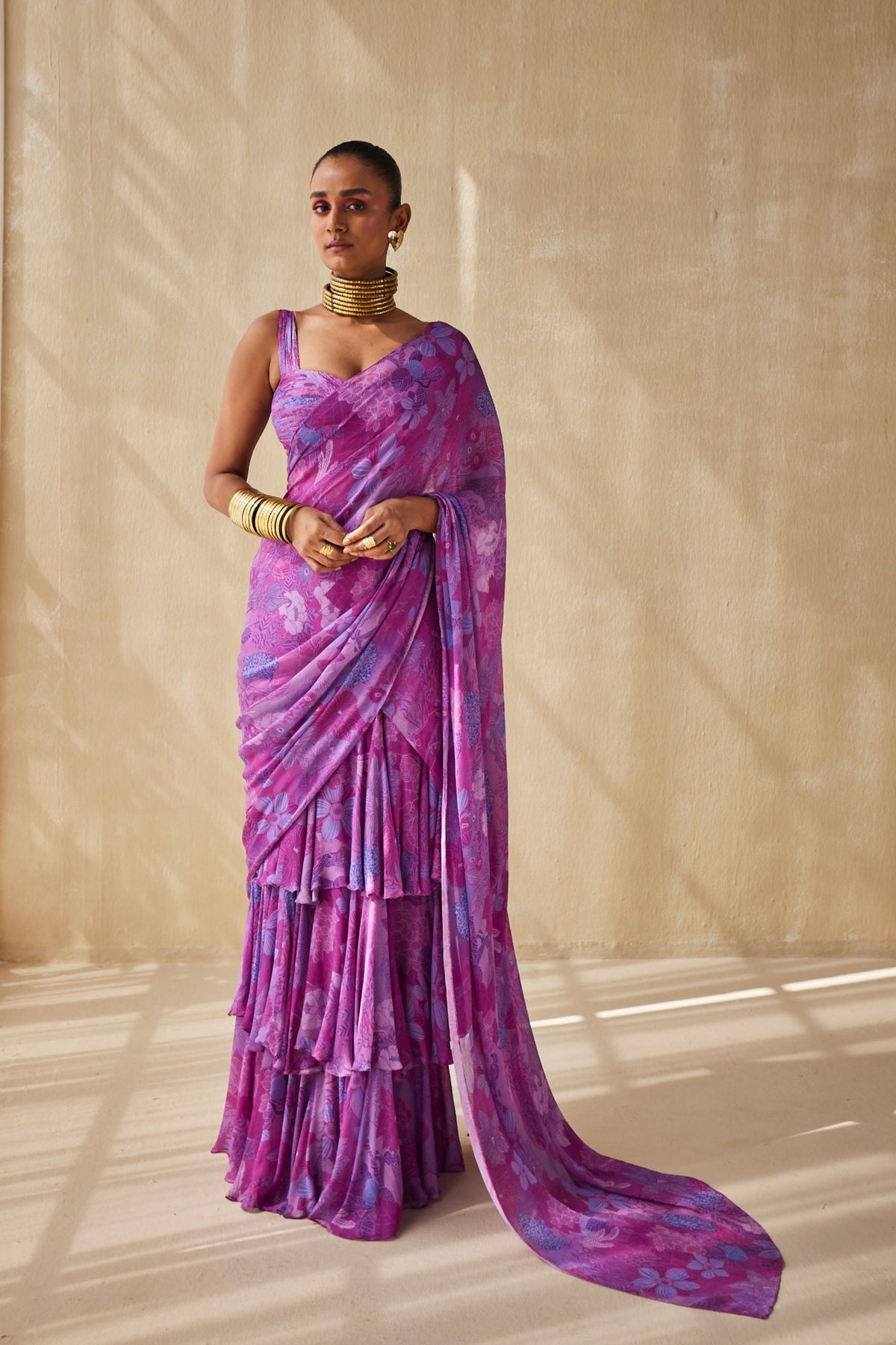 Deep Rhythm Ruffle Saree