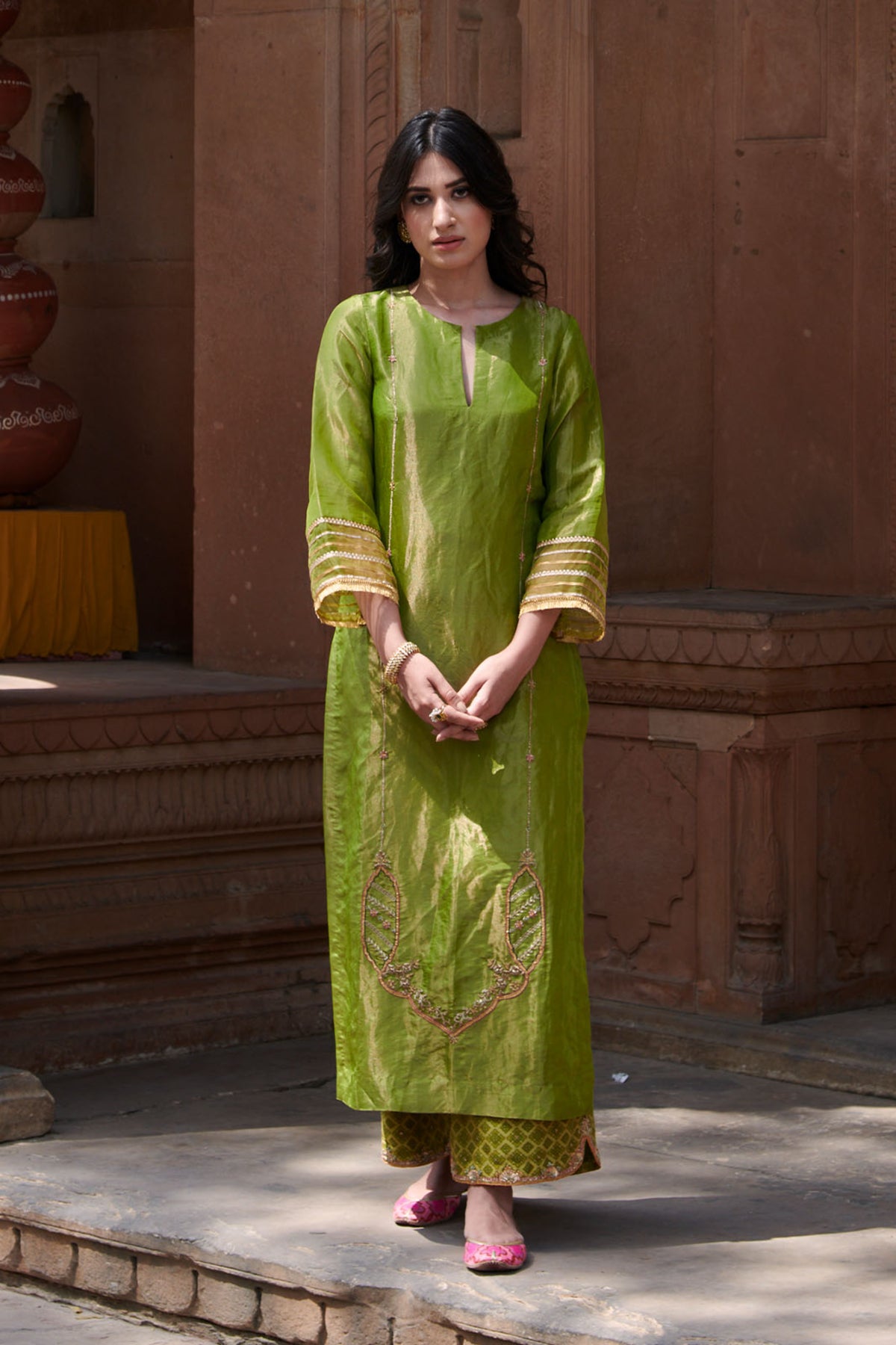 Mughlai Green Kurta Set