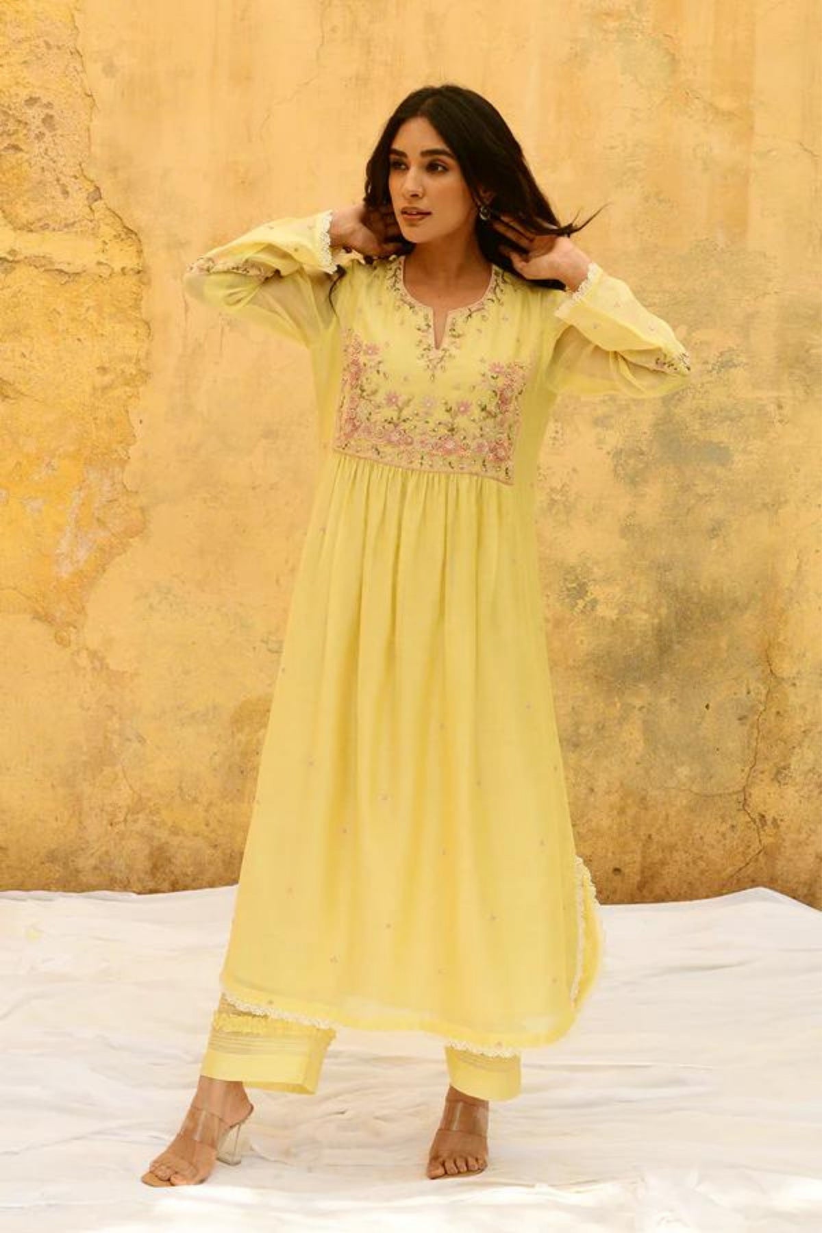 Lemon Yellow Mystic Knot Kurta Set