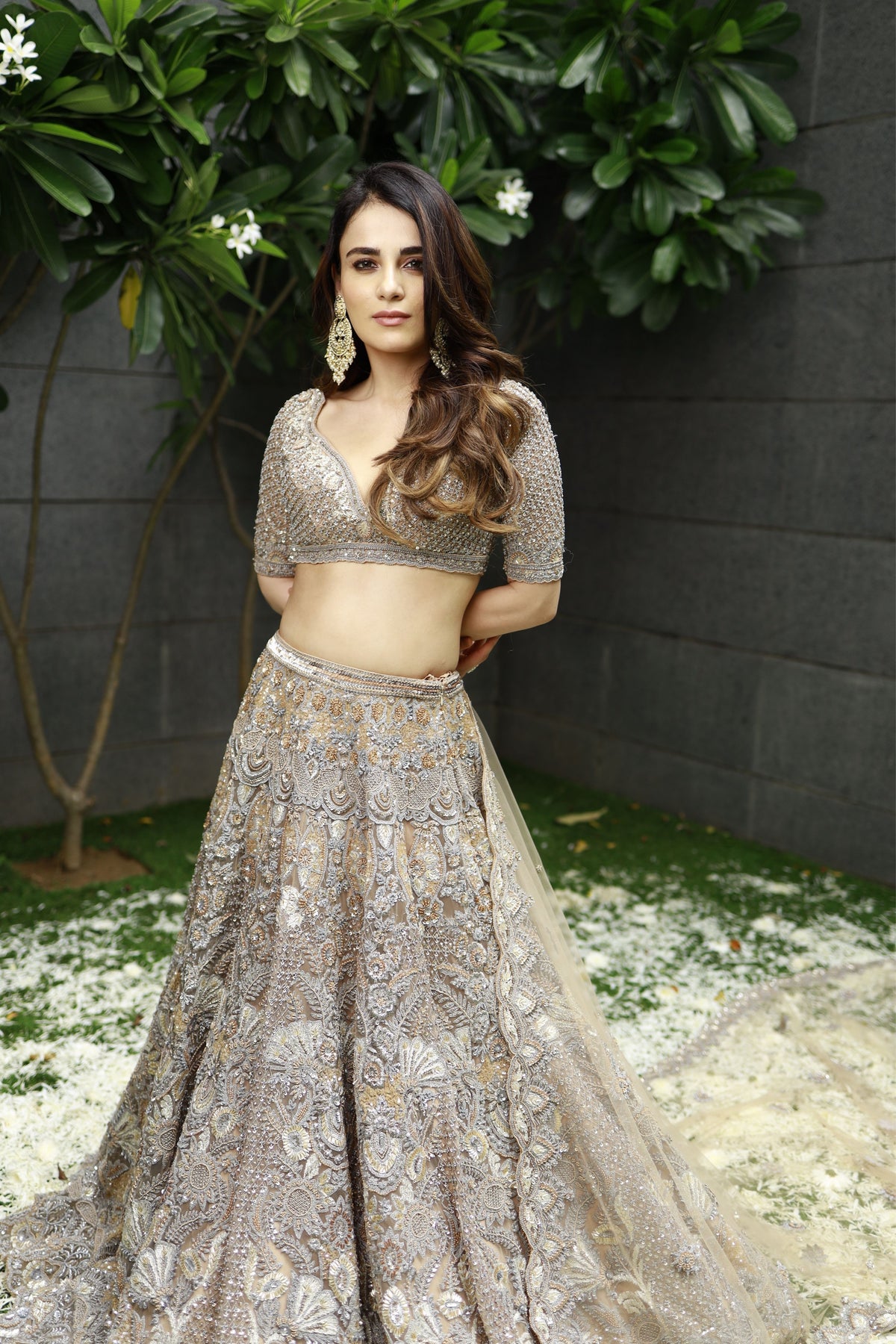 Champagne Gold Dabka Embellished Lehenga