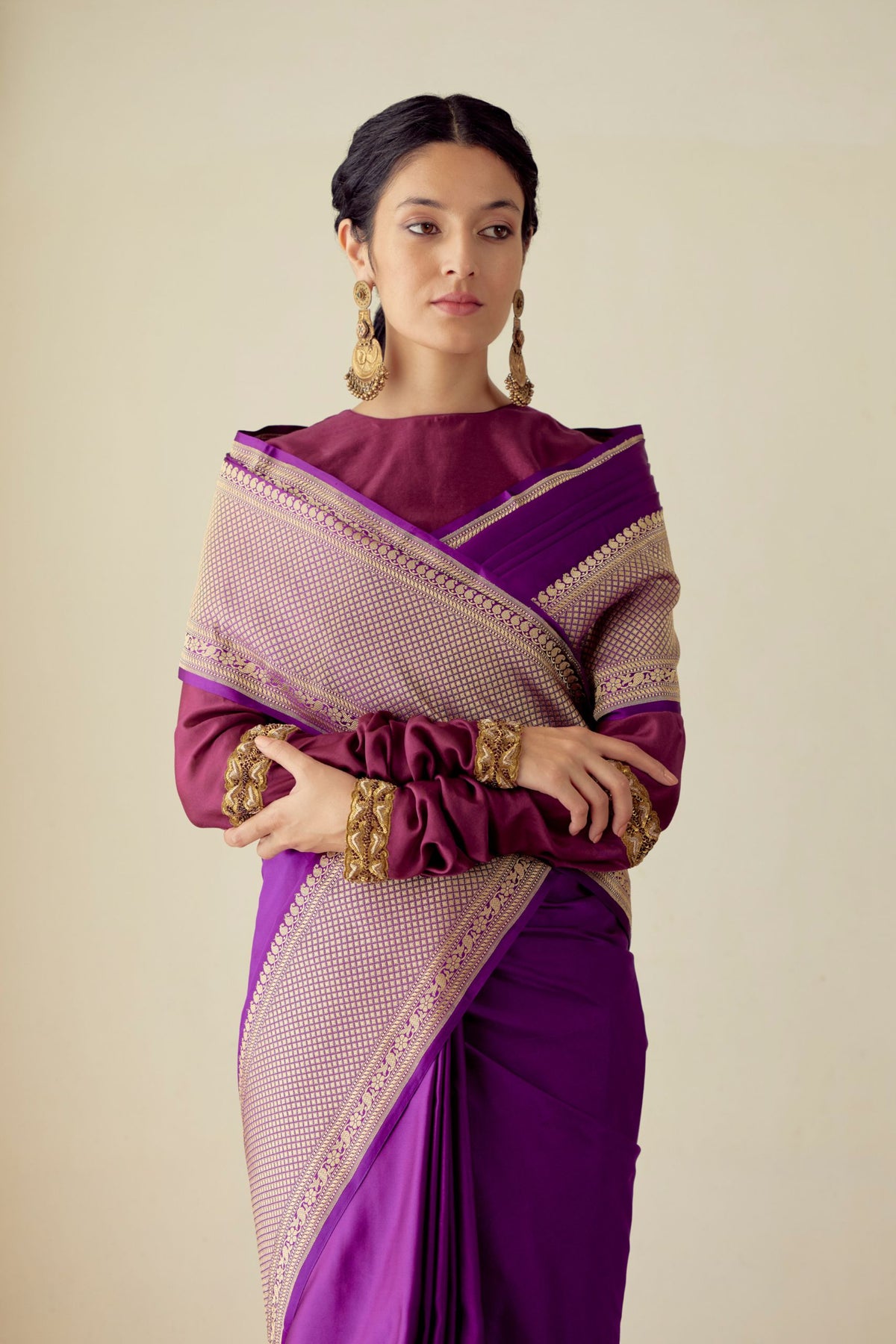 Sayja Satin Silk Burgandy Saree