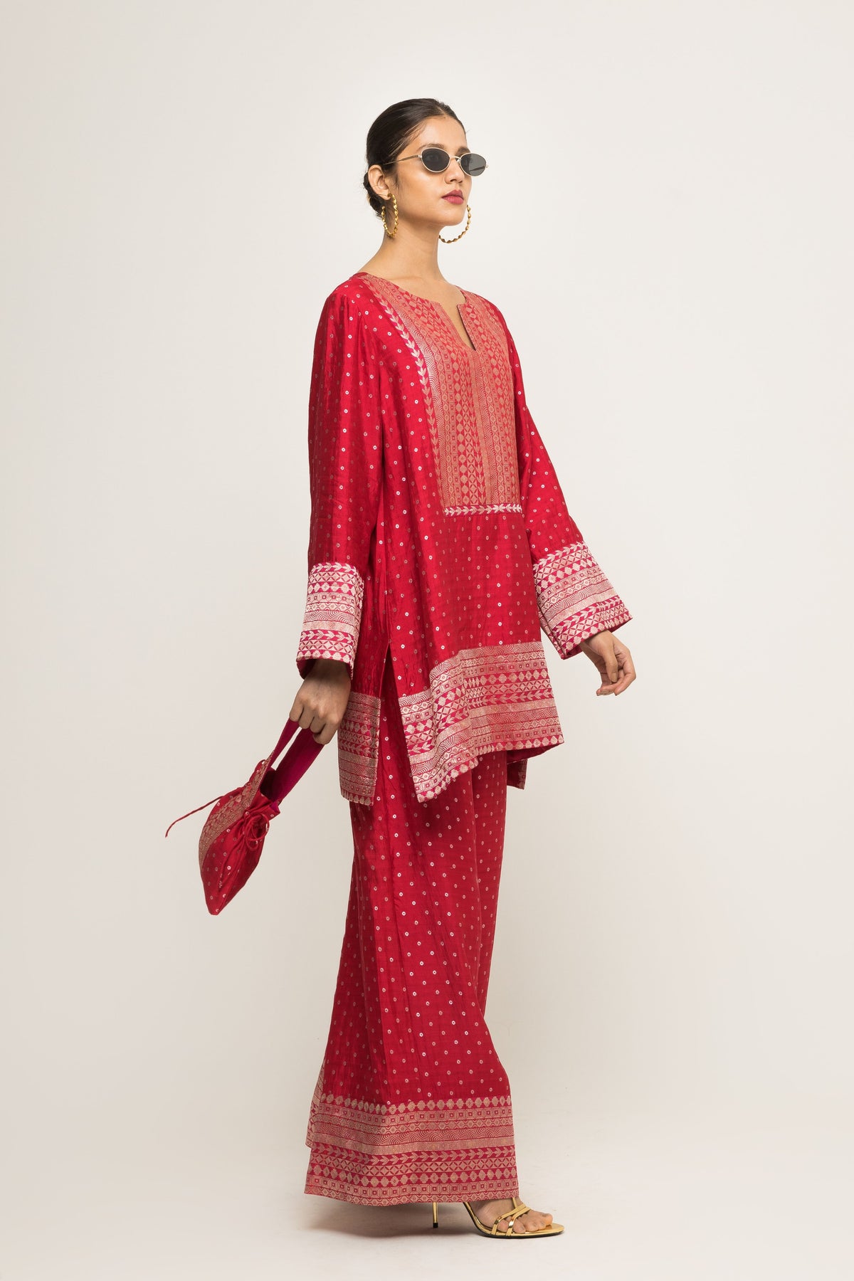 Sitara Dotted Red Tunic Set