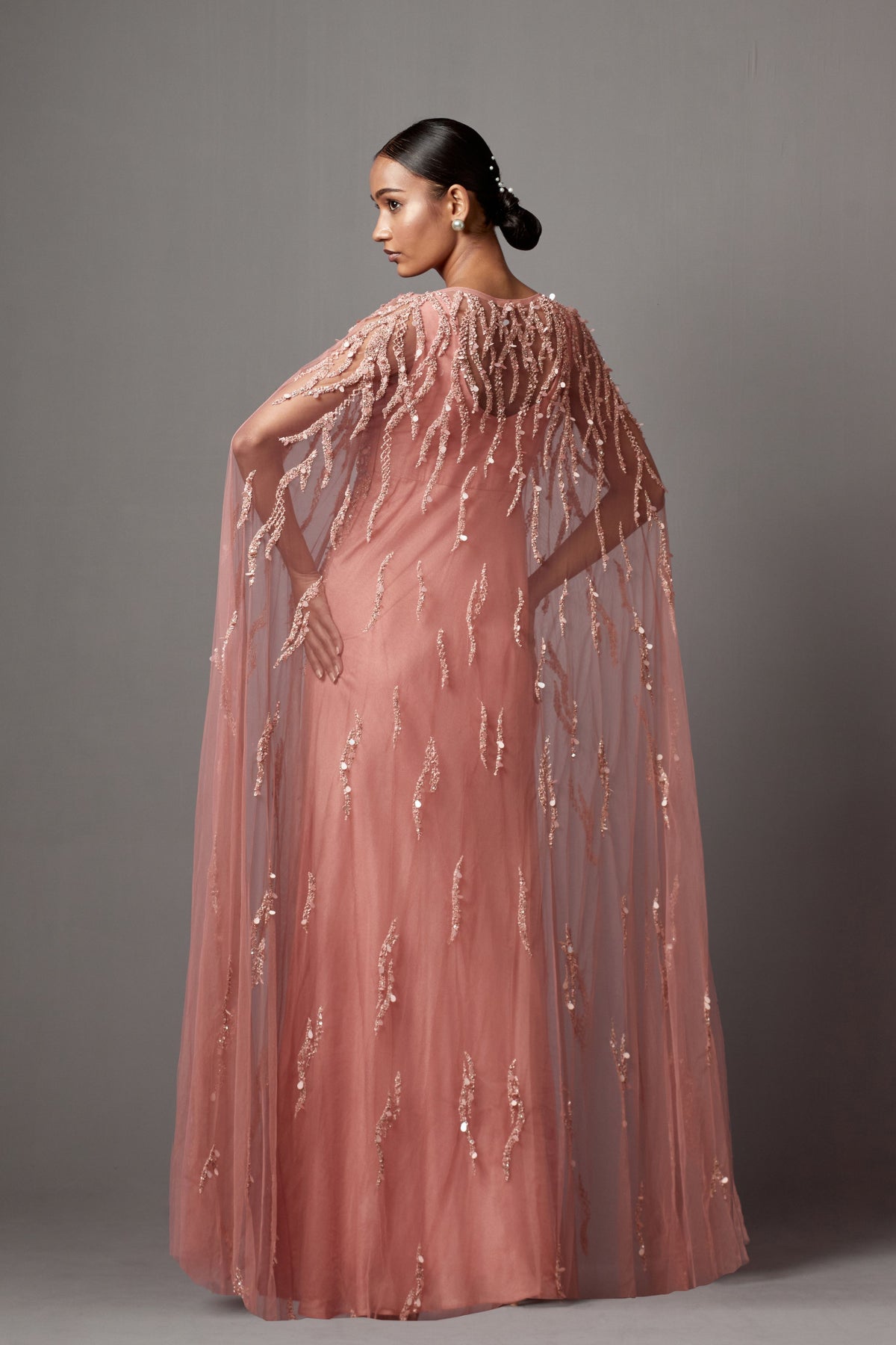 Dust Rose Cape Gown