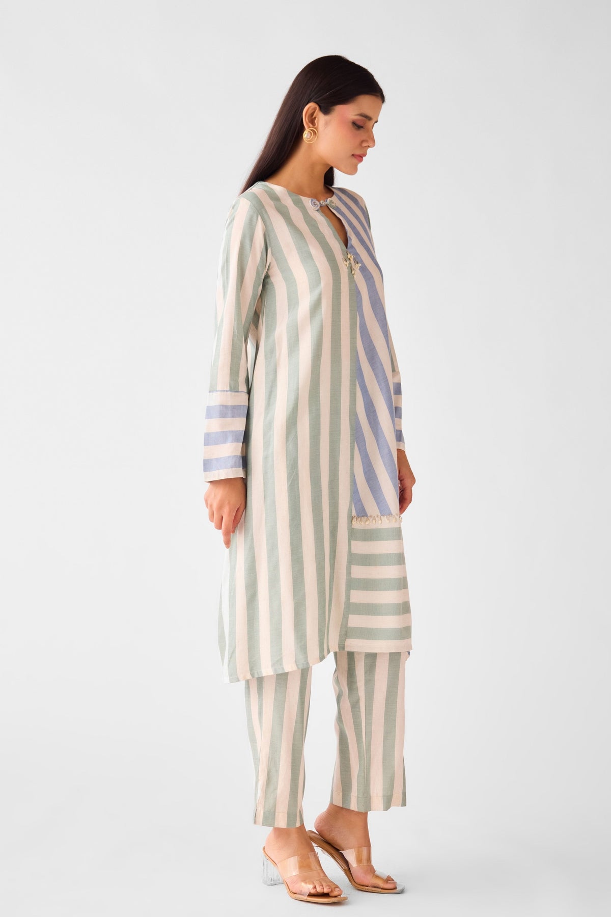 Ivory Abstract Lines Linen Tunic