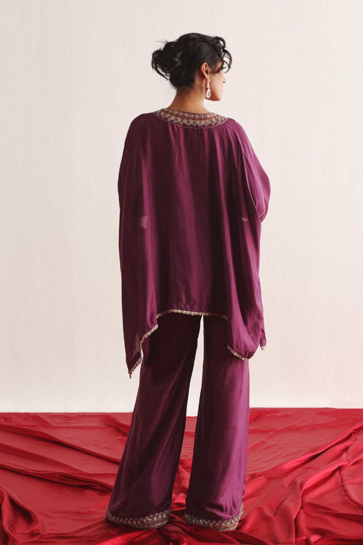 Marodi Work Purple Kaftan Set