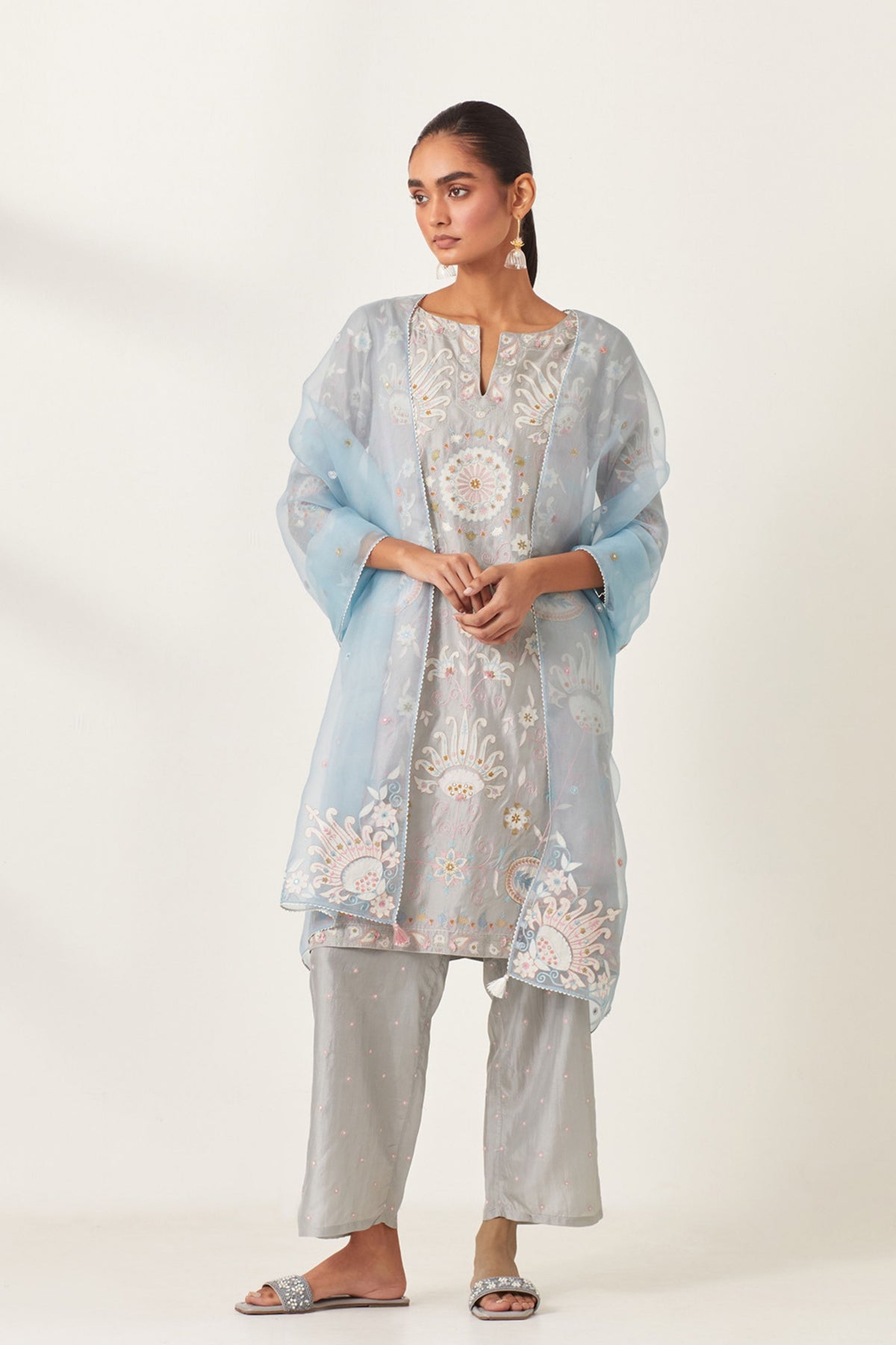 Blue Short A-line Kurta Set