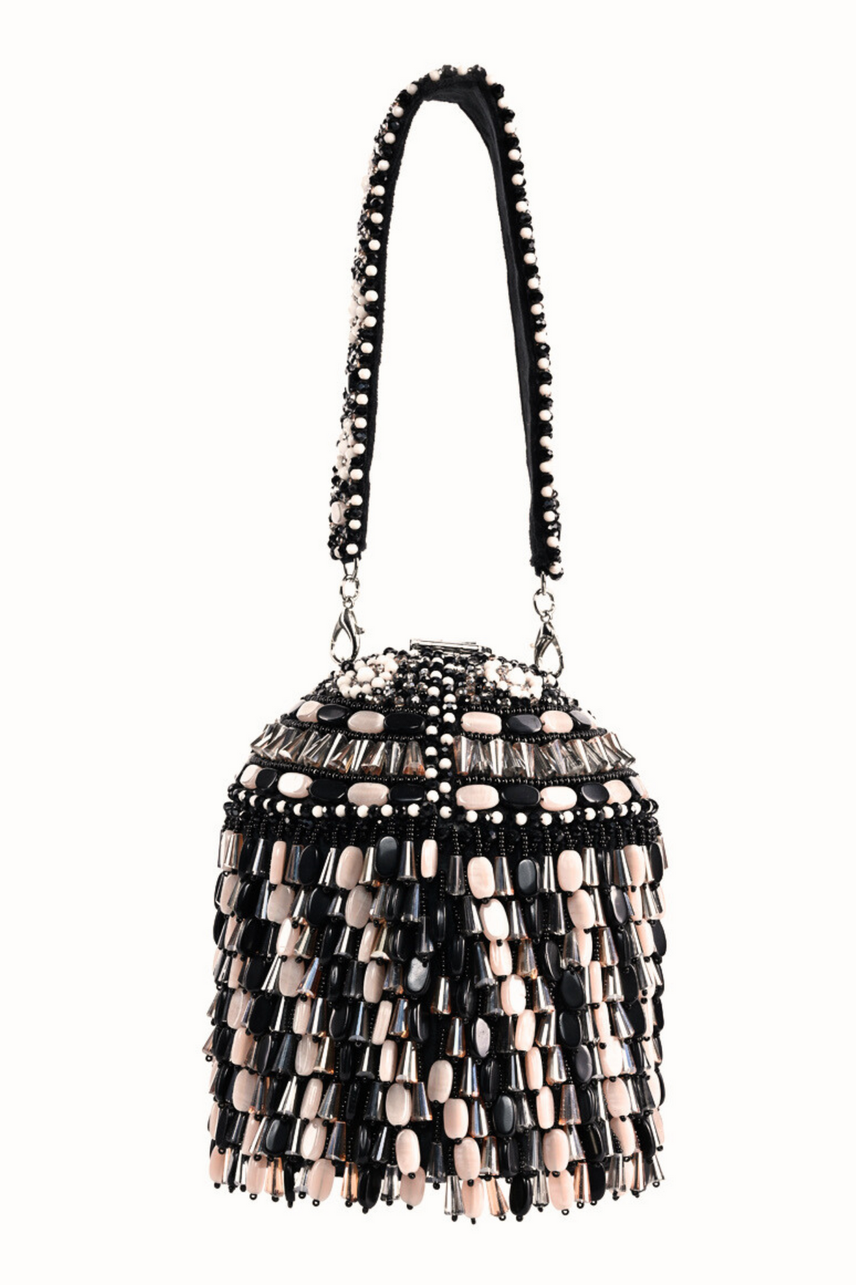 Elly Black Embellished Bucket Bag