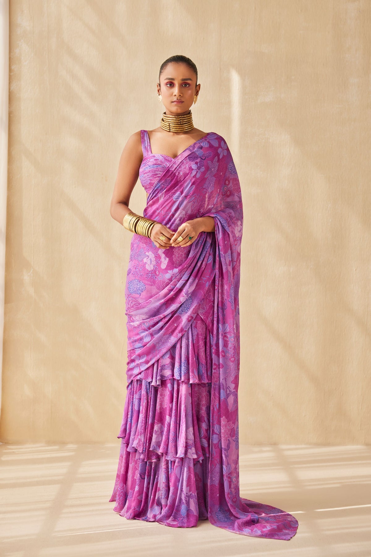 Deep Rhythm Ruffle Saree