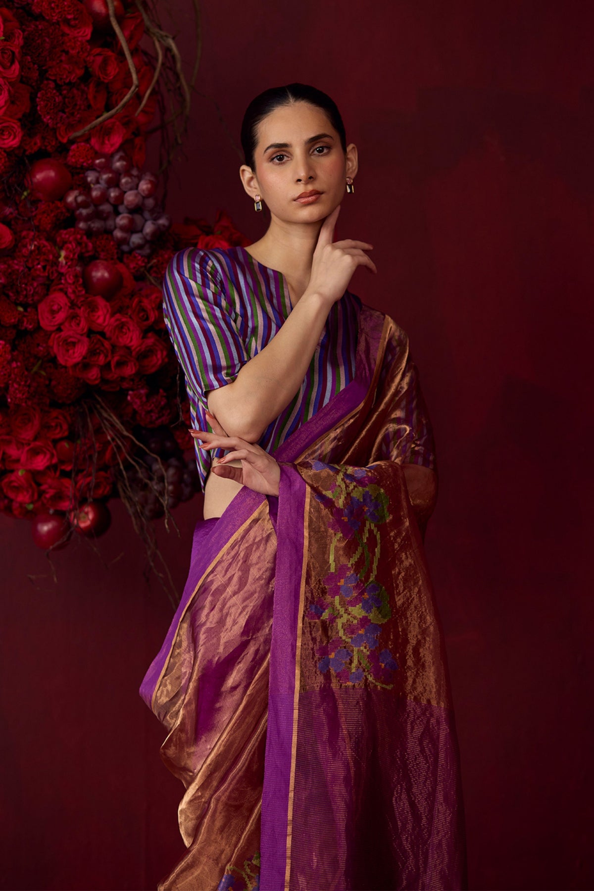 Regal Violet Jamdani Saree