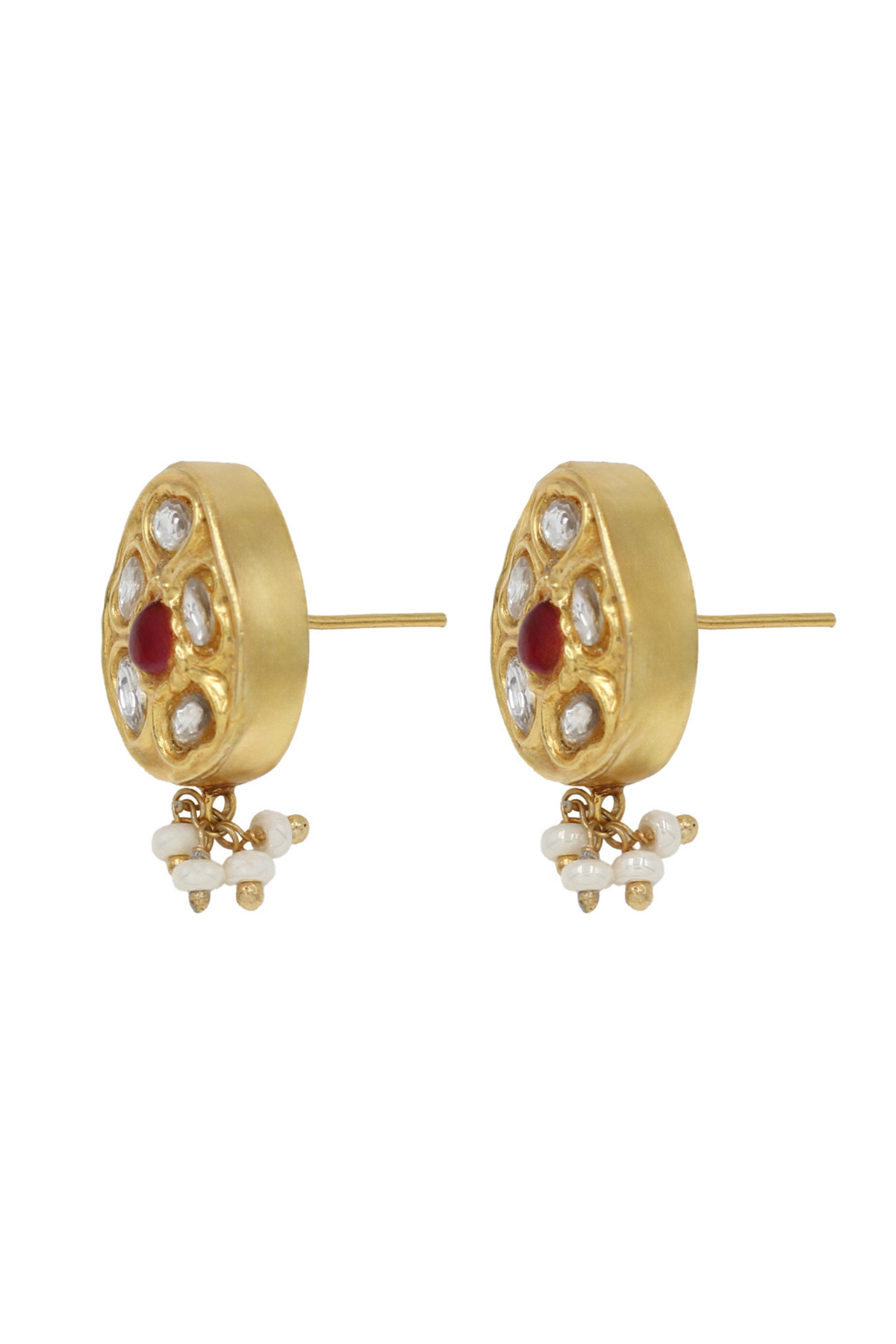 Shimmering Gold Kundan Studded Earrings.