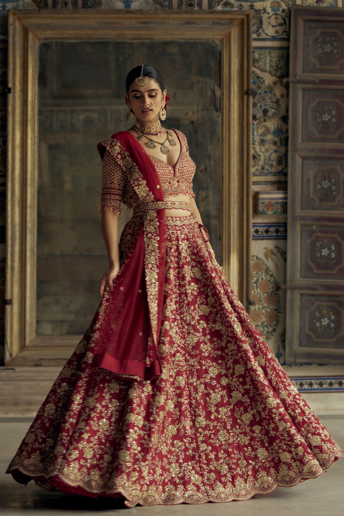 Deep Red Lehenga Choli Set