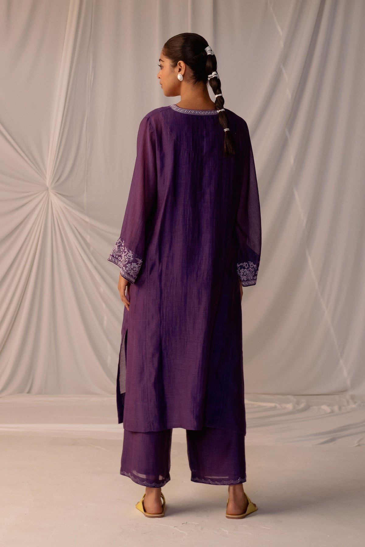 Grape Embroidered Tunic &amp; Trouser Set