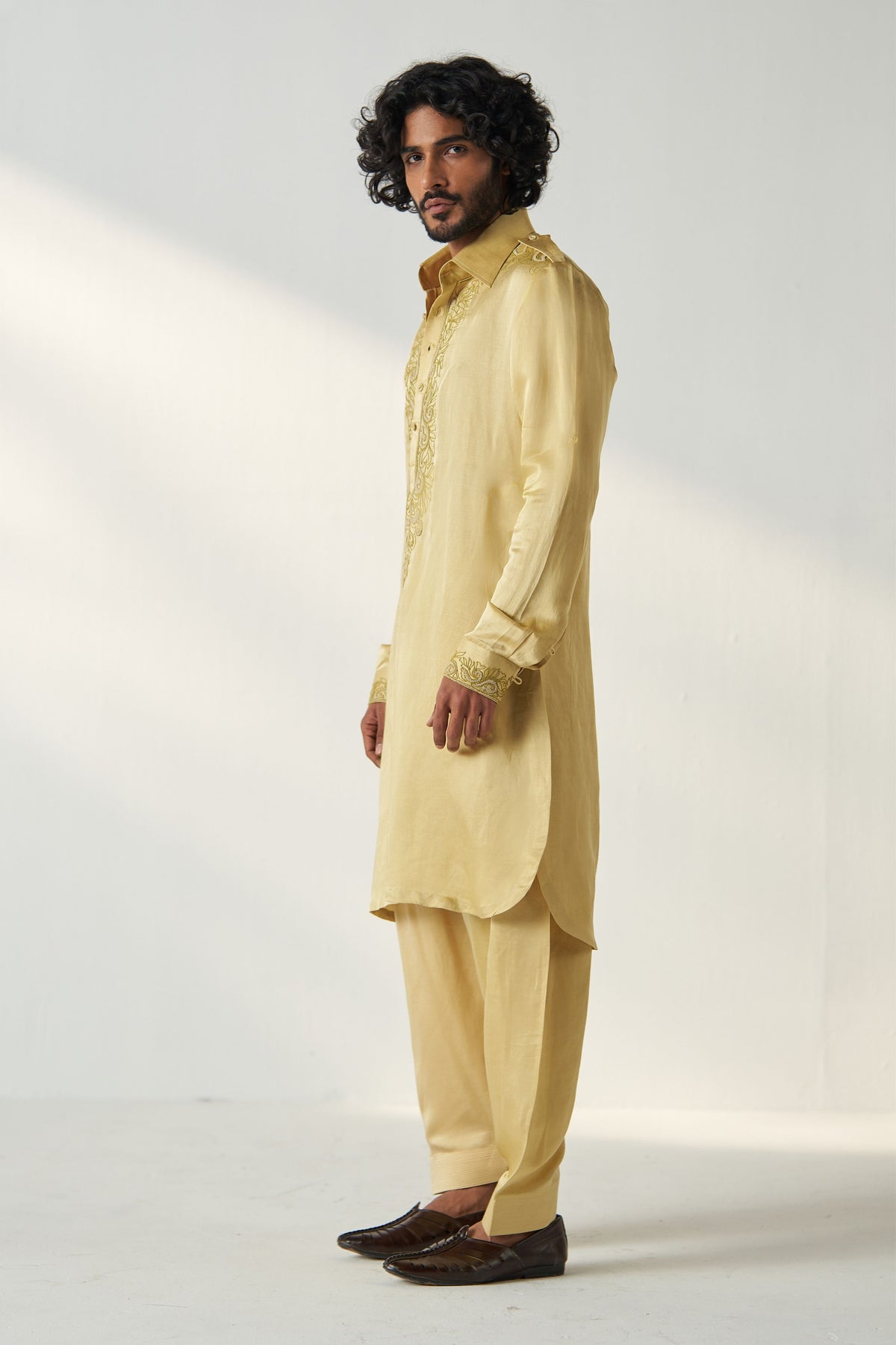 Yellow Deep Pathani Set