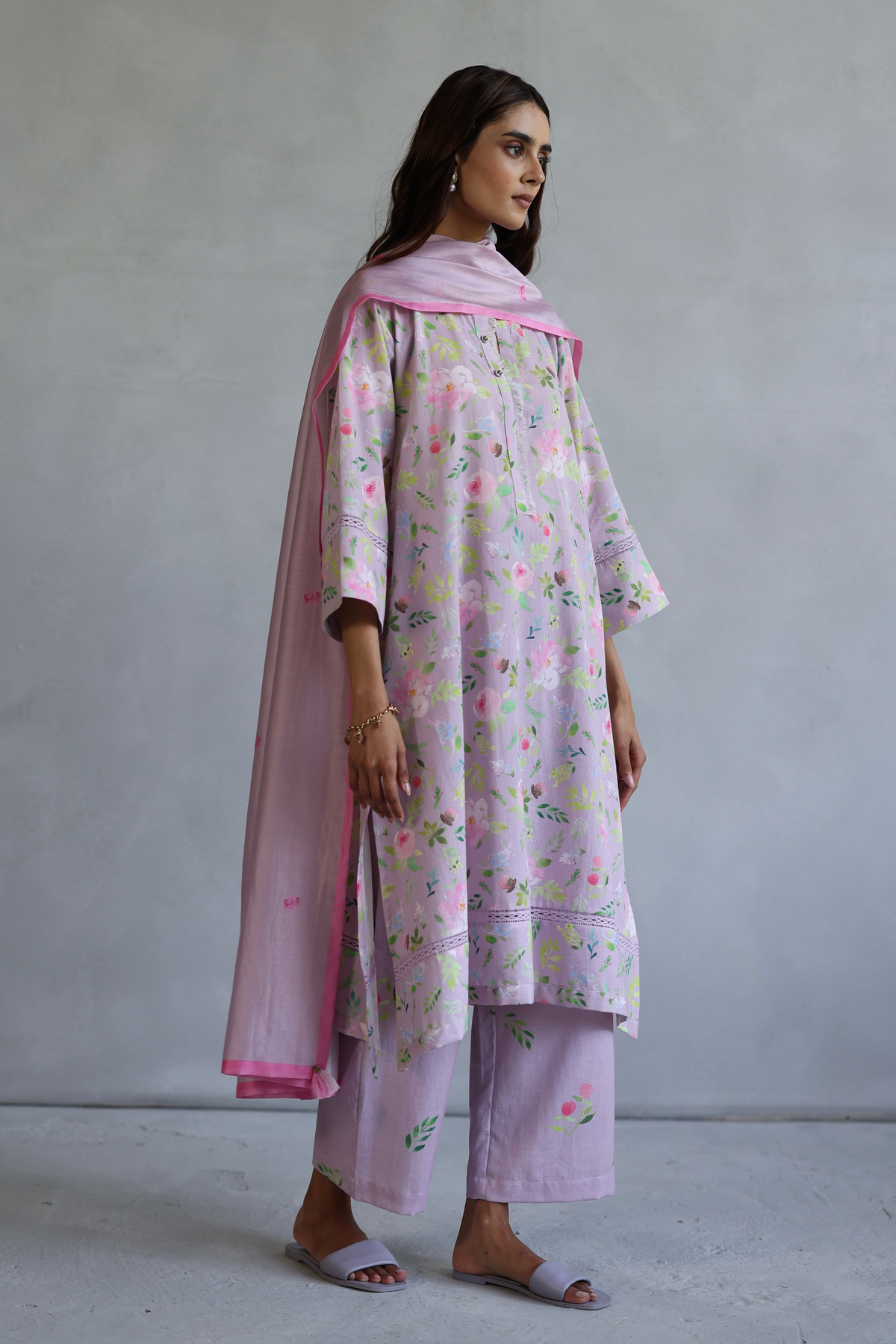 Floral Pink Hyacinth Tunic Set