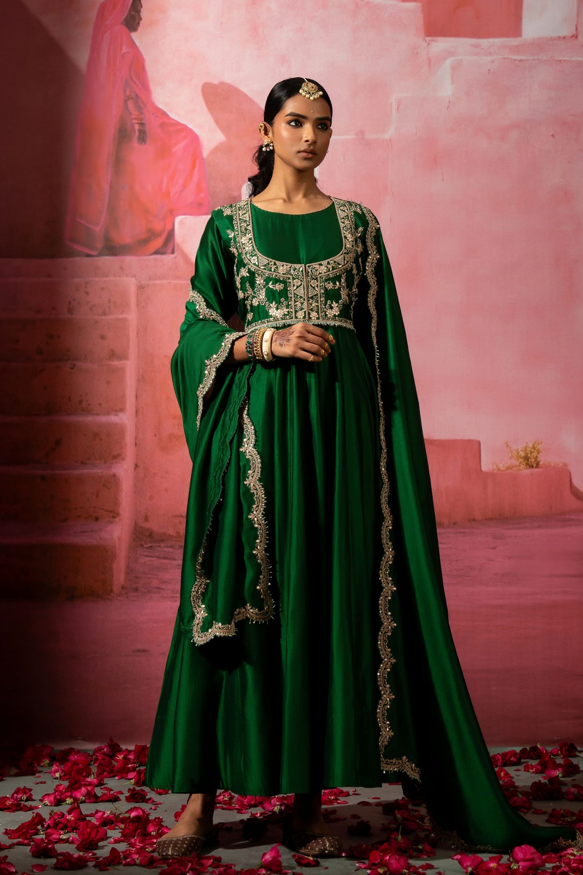 Green Jodha Jacket Anarkali