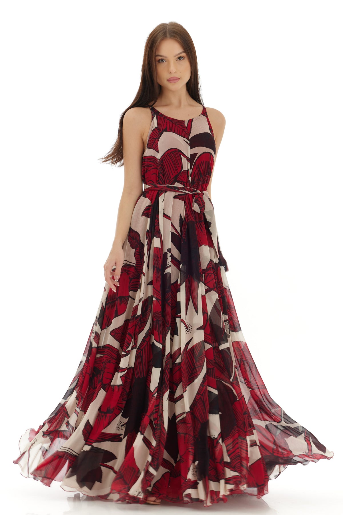 Offwhite and Red Long Dress