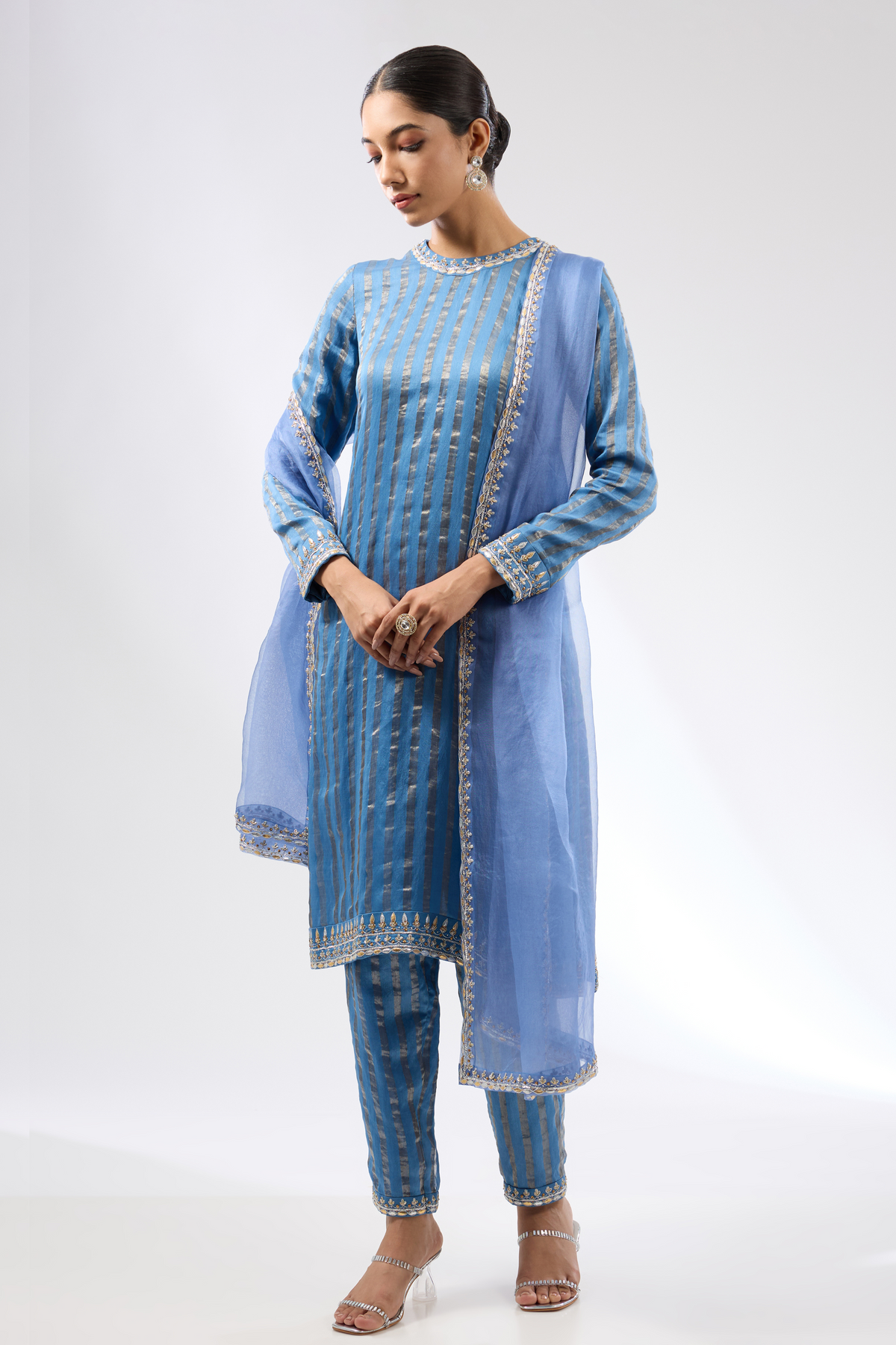 Zari Blue Kurta Set